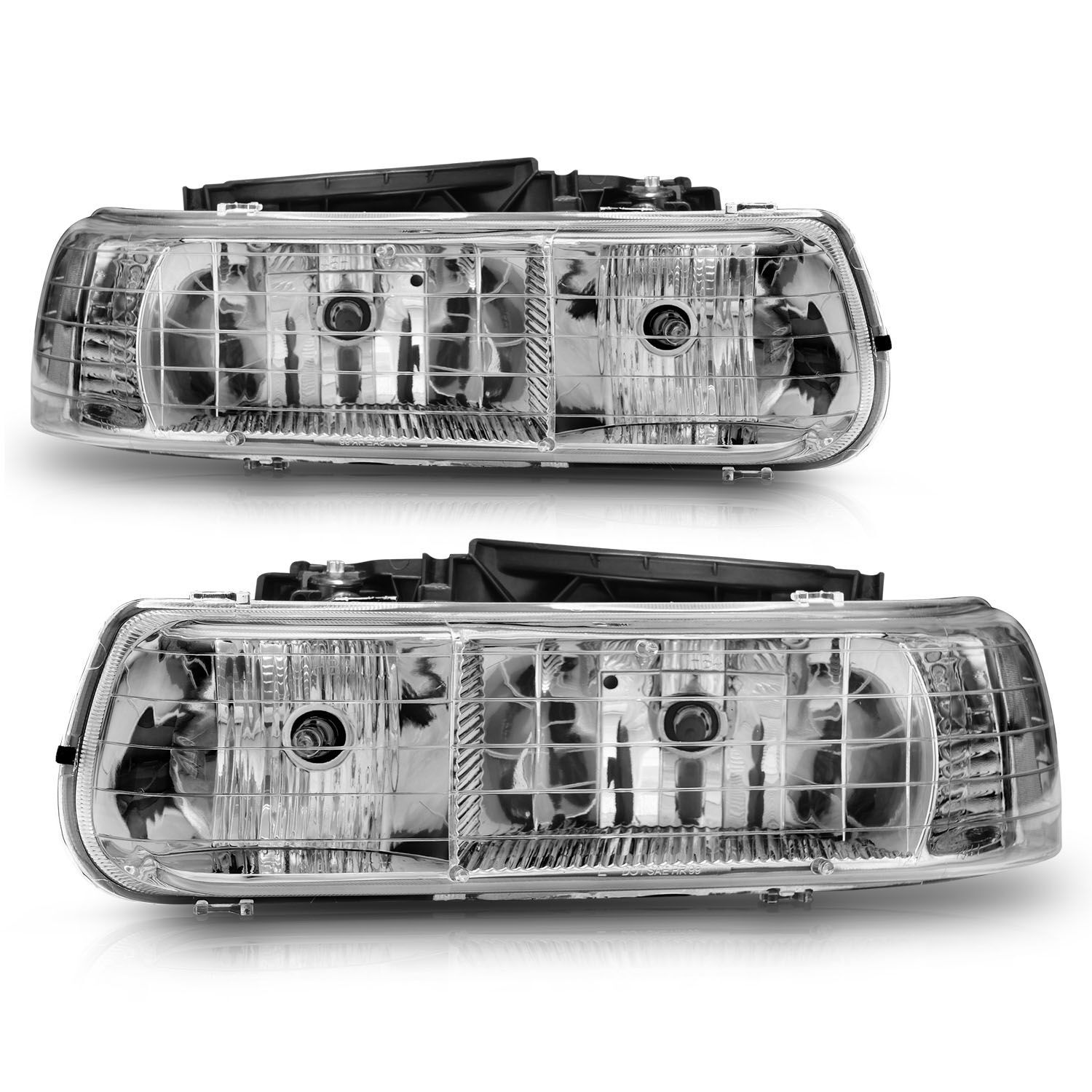 2000-2006 Chevrolet Silverado 1500/2500/3500/Suburban/Tahoe Anzo Crystal Headlights Chrome - 111011