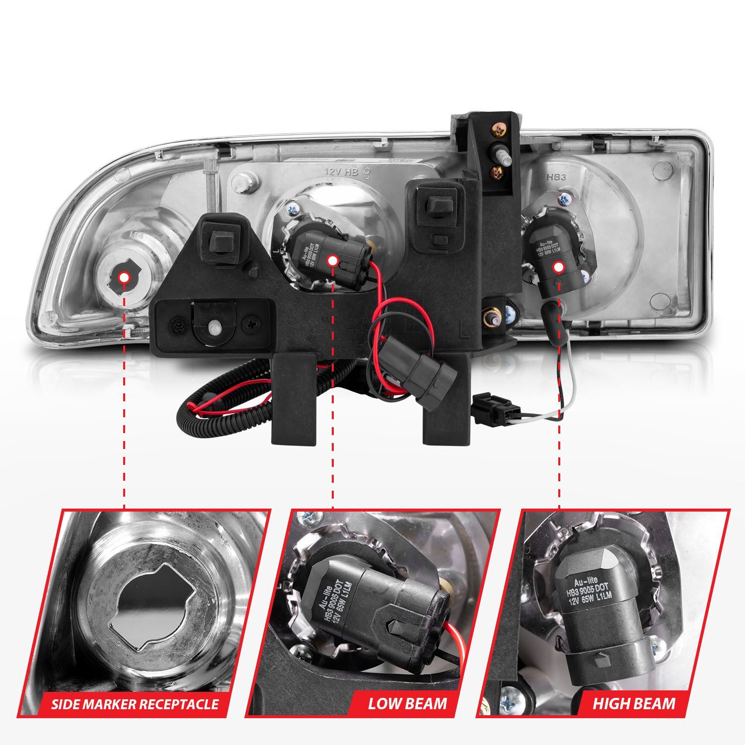 1998-2005 Chevrolet S-10 Anzo Projector Headlights W/ Halo Black