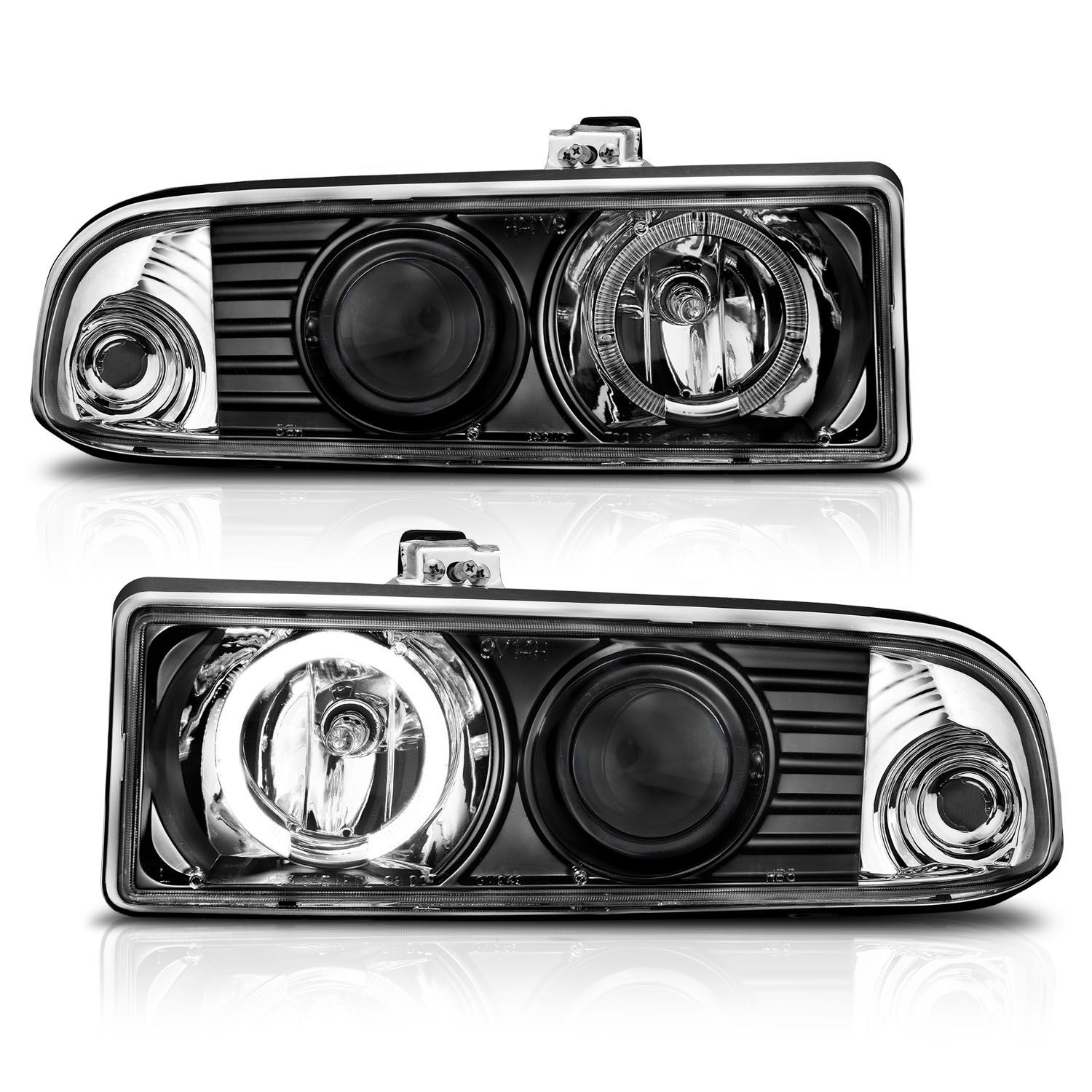 1998-2005 Chevrolet S-10 Anzo Projector Headlights W/ Halo Black - 111015
