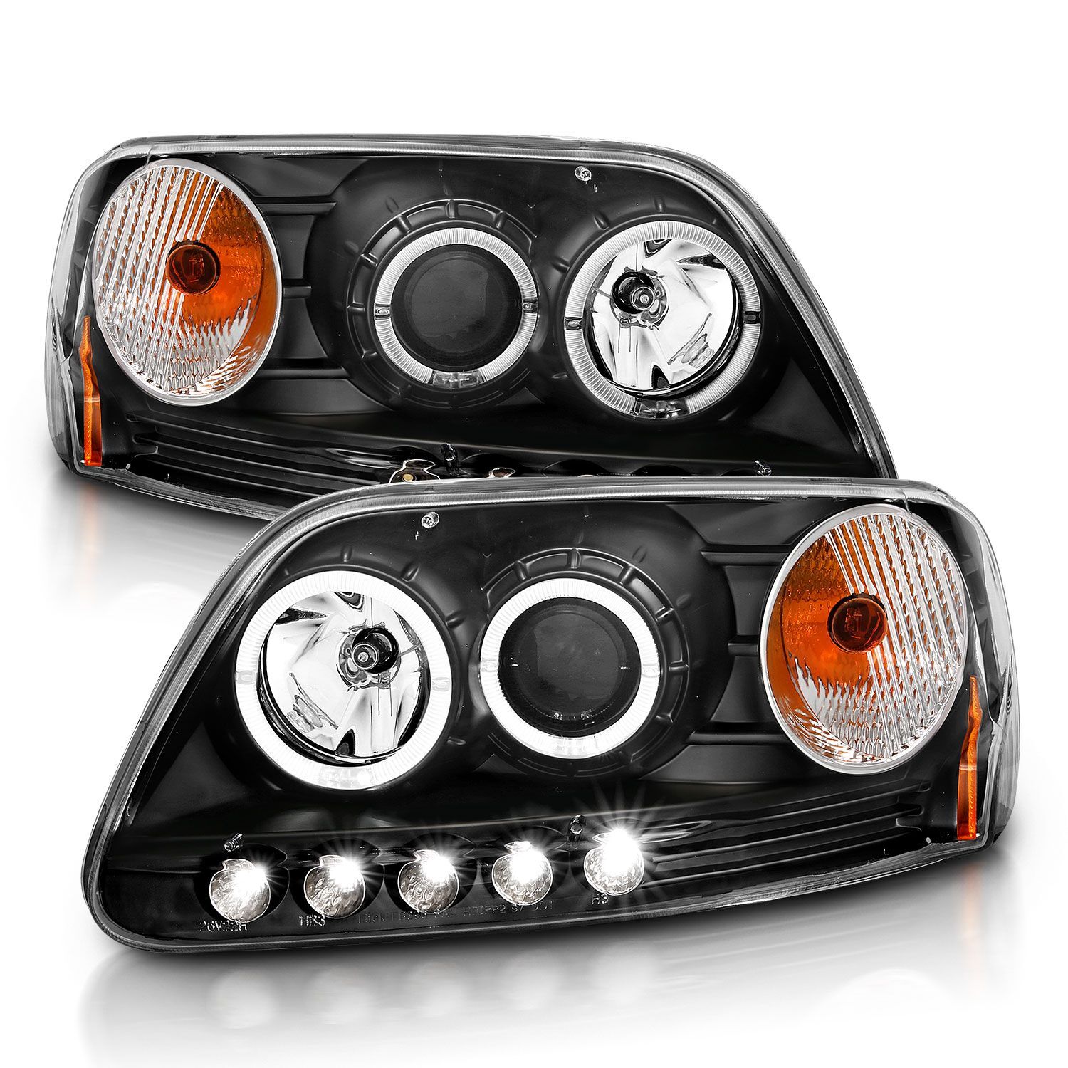 1997-2003 Ford Expedition/F-150 Anzo Projector Headlights W/ Halo & LED Black 1Pc - 111031