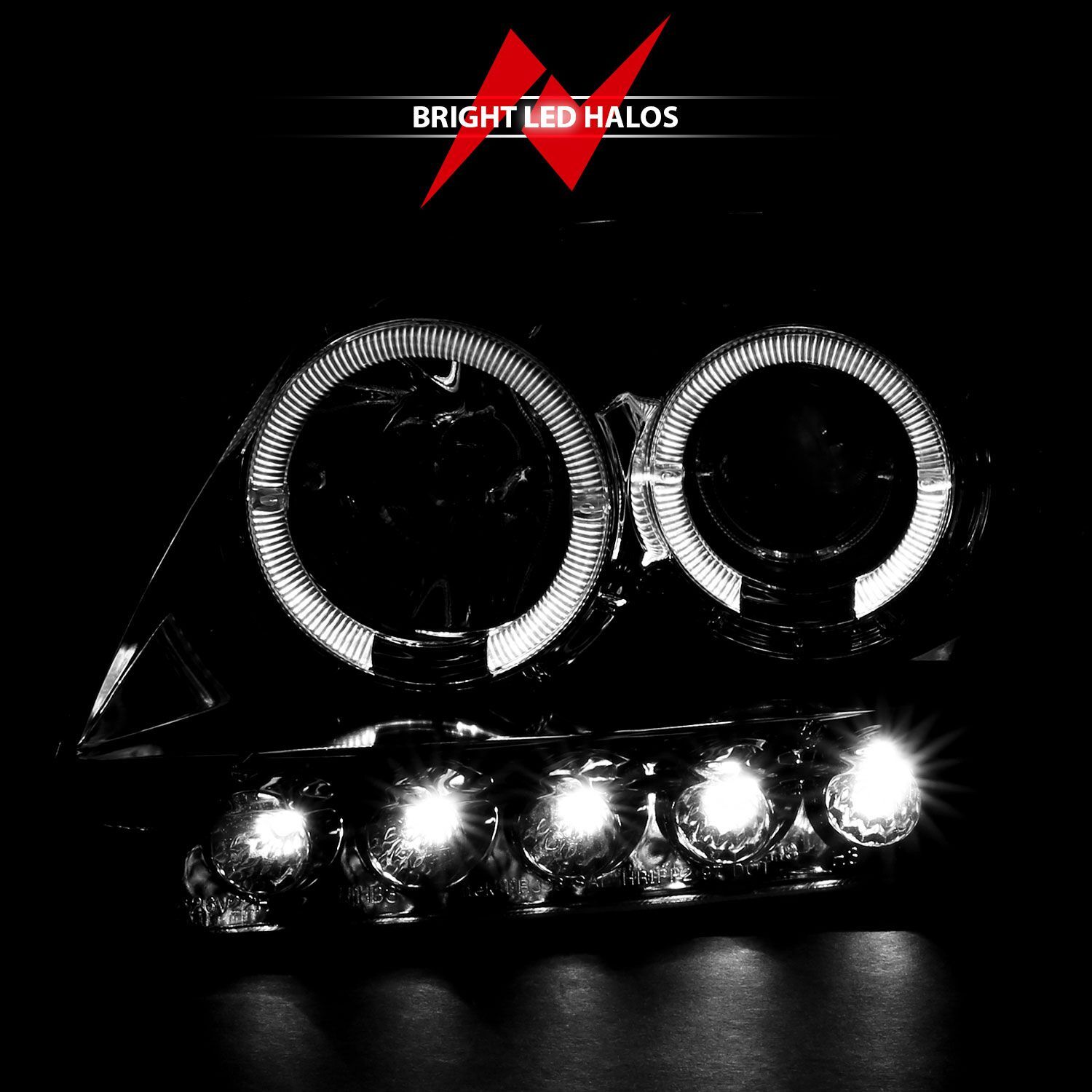 1997-2003 Ford Expedition/F-150 Anzo Projector Headlights W/ Halo & LED Chrome 1Pc
