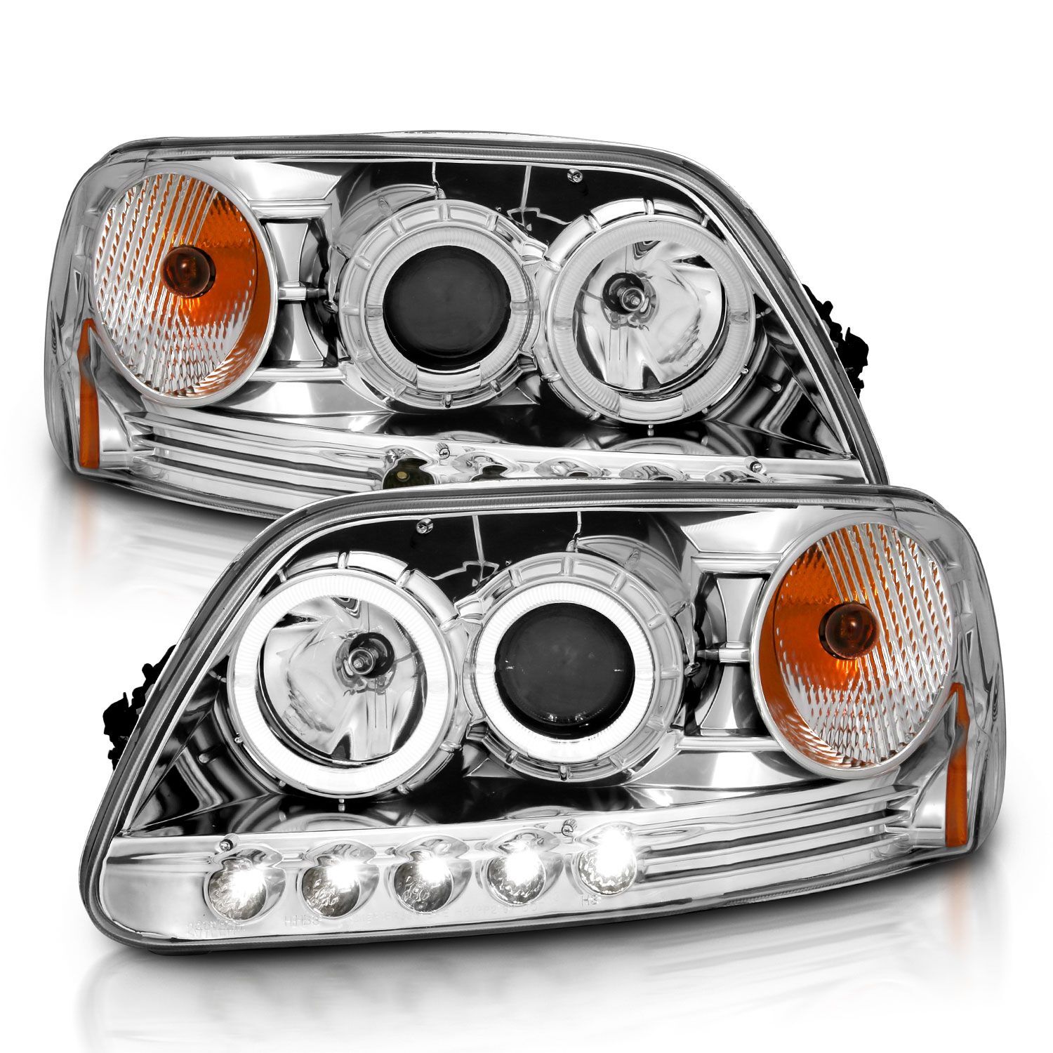 1997-2003 Ford Expedition/F-150 Anzo Projector Headlights W/ Halo & LED Chrome 1Pc - 111032