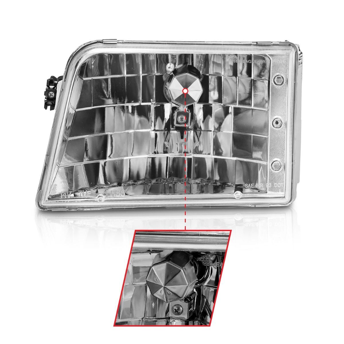 1993-1997 Ford Ranger Anzo Crystal Headlights Chrome