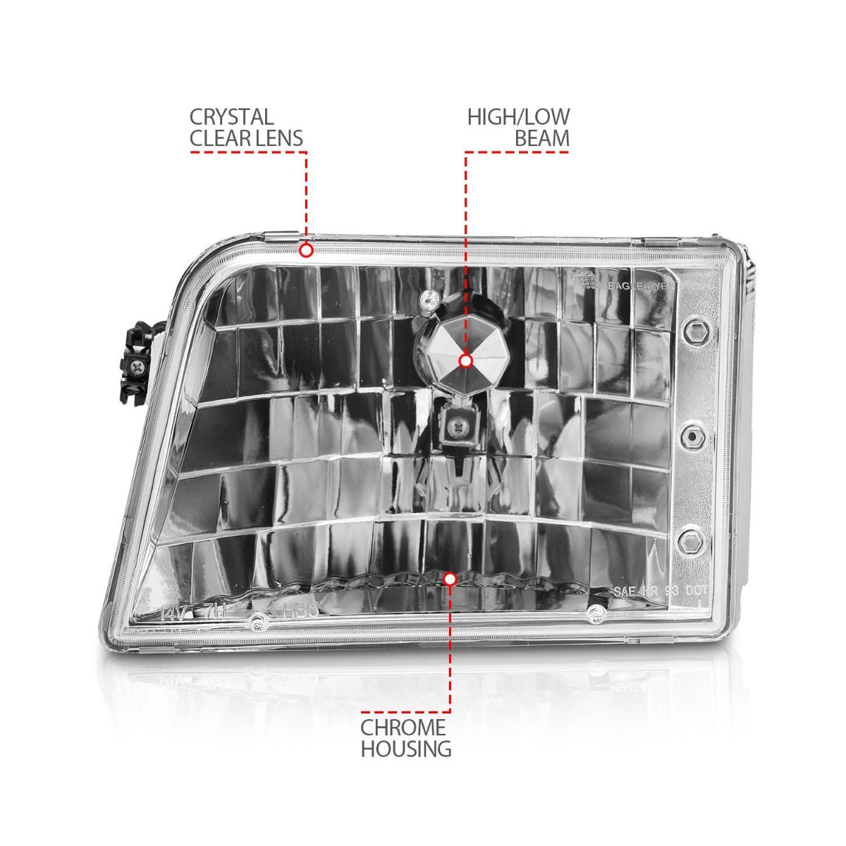 1993-1997 Ford Ranger Anzo Crystal Headlights Chrome