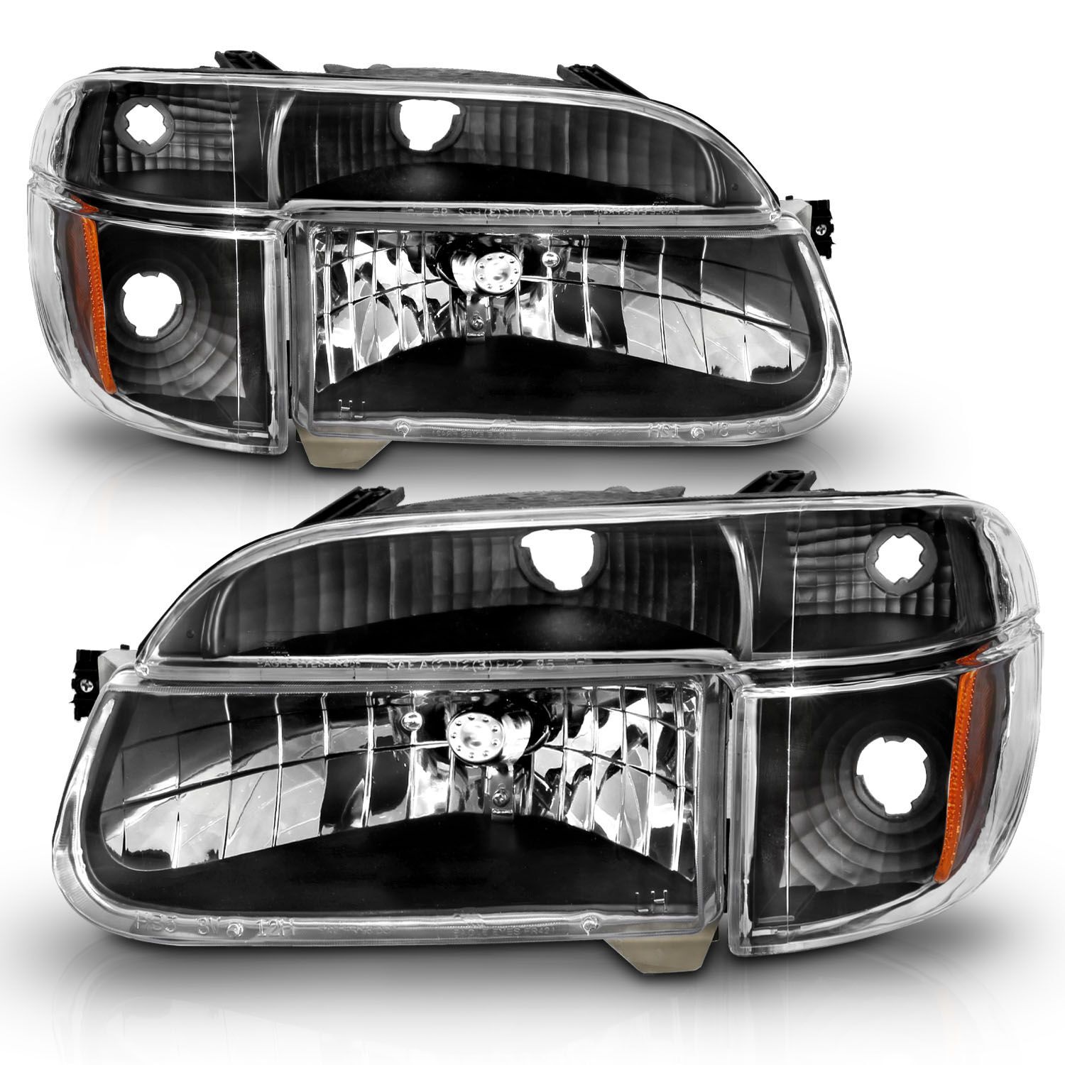 1995-2001 Ford Explorer Anzo Crystal Headlights Black W/ Corner Lights 2PC - 111039