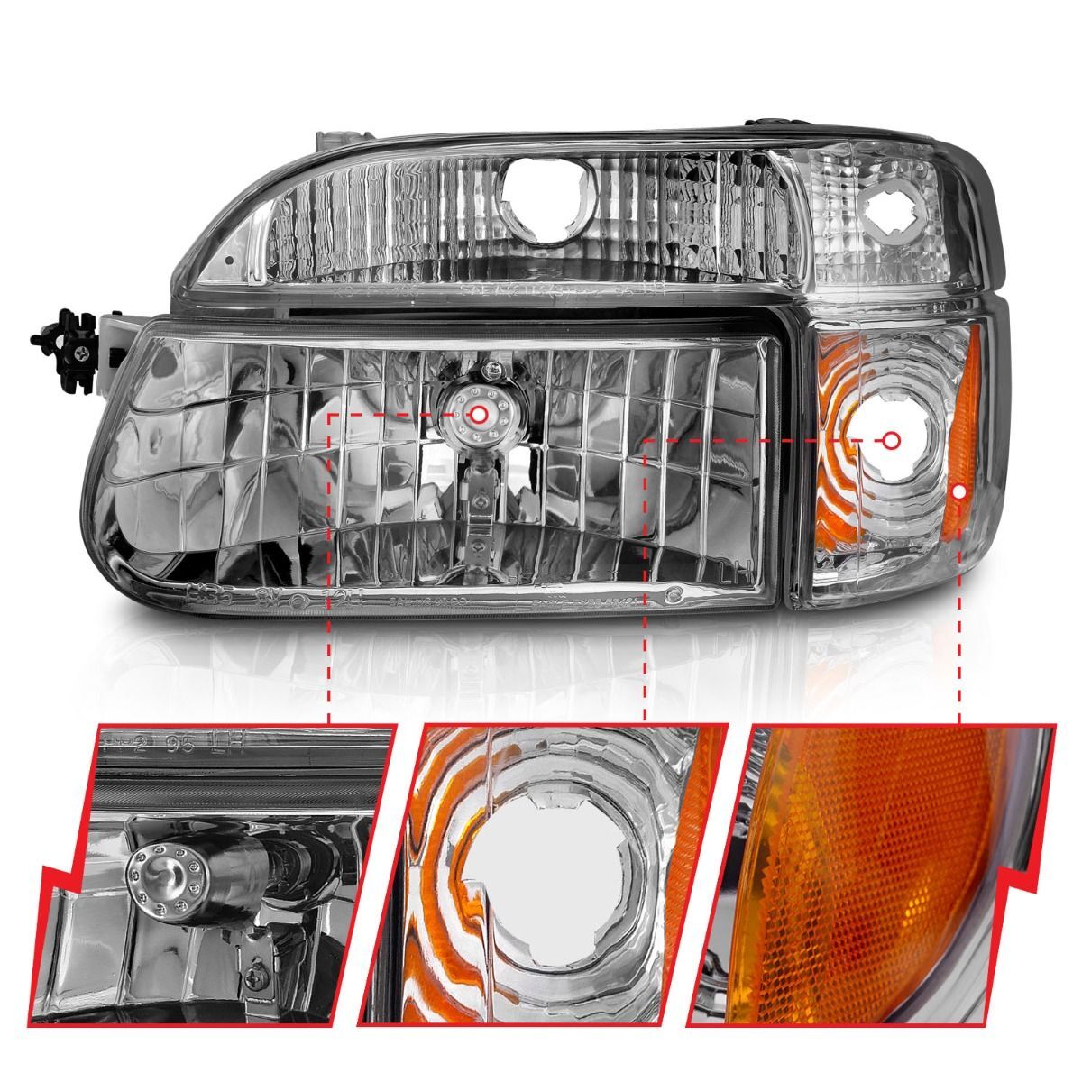 1995-2001 Ford Explorer Anzo Crystal Headlights Chrome W/ Corner Lights 2PC