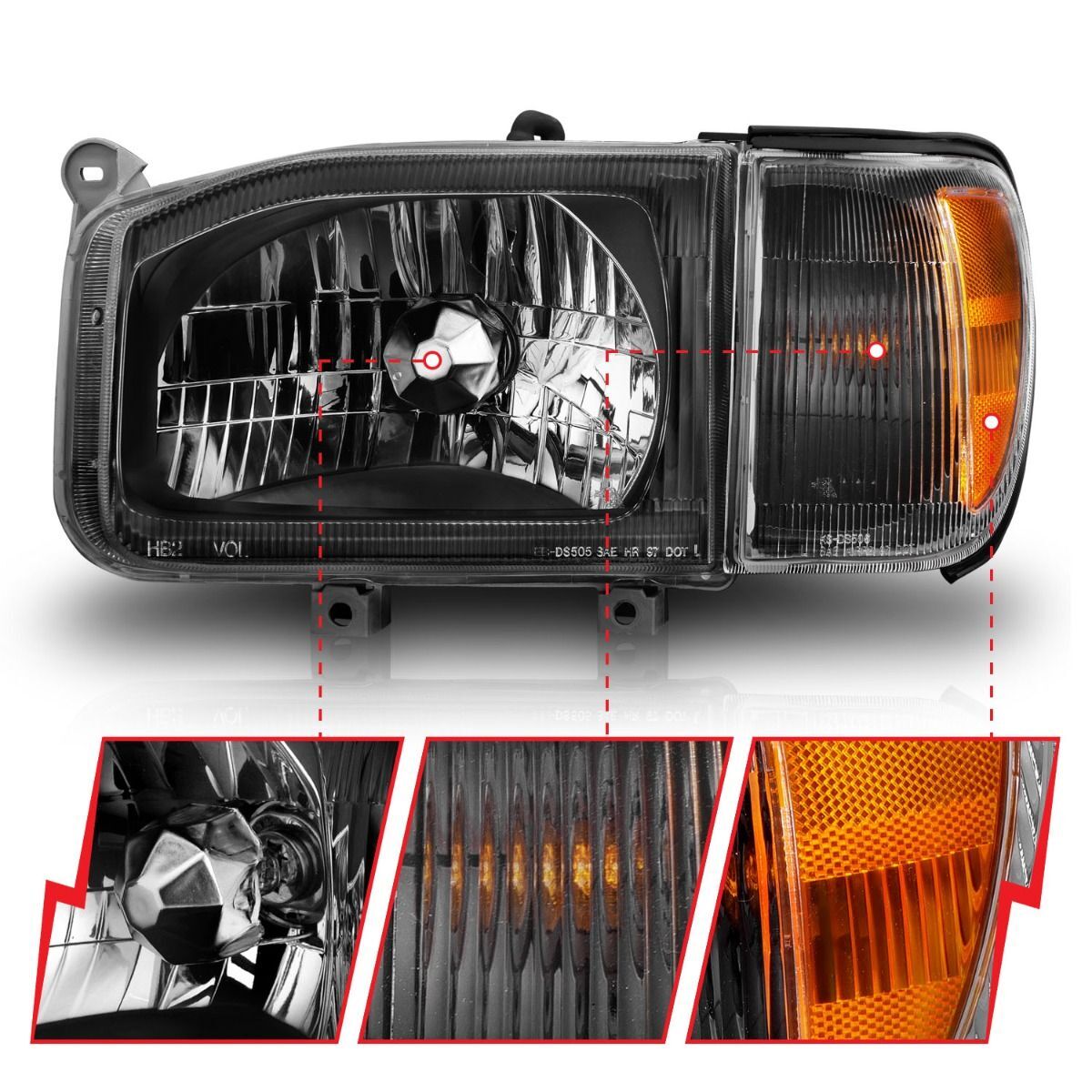 1999-2004 Nissan Pathfinder Anzo Crystal Headlights Black