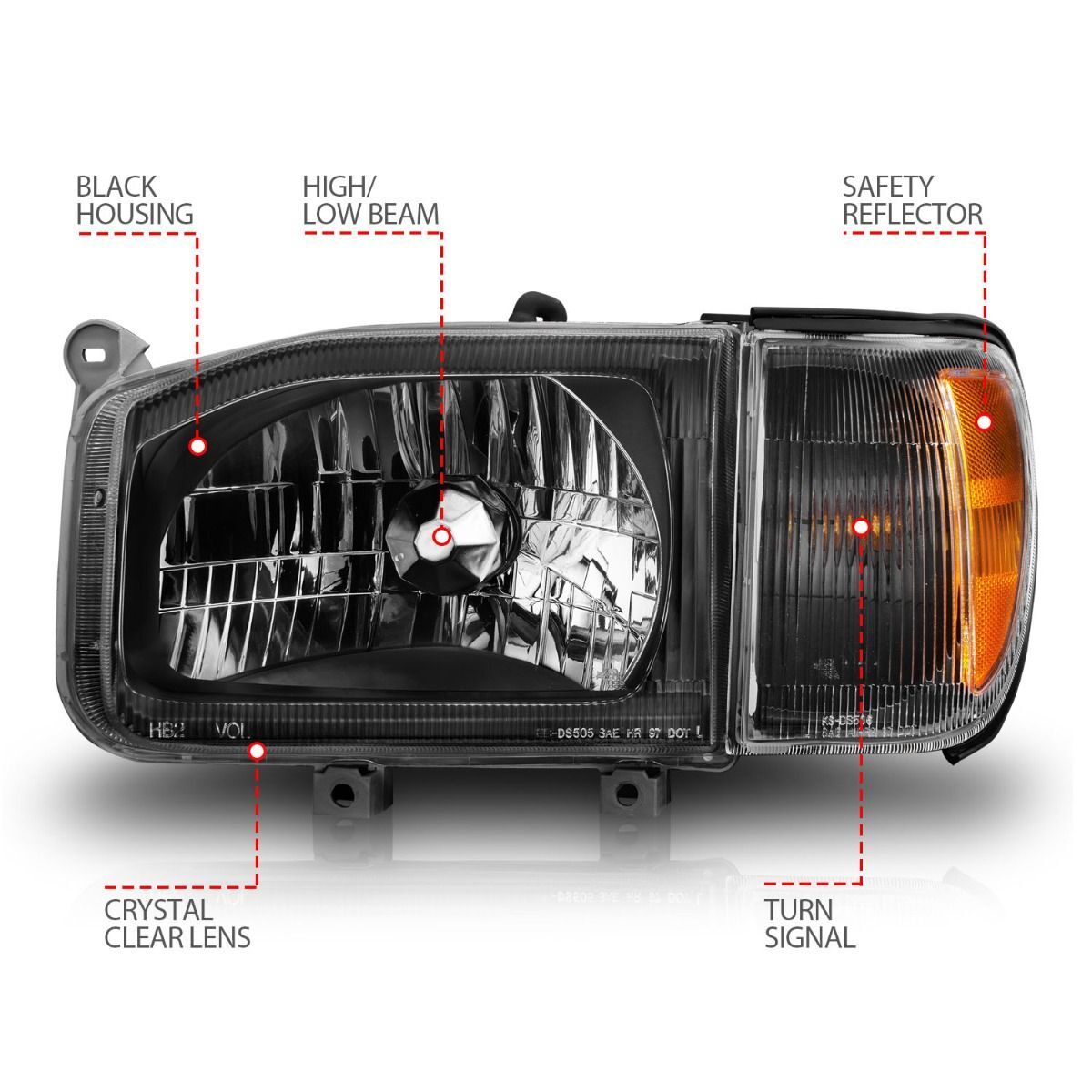 1999-2004 Nissan Pathfinder Anzo Crystal Headlights Black