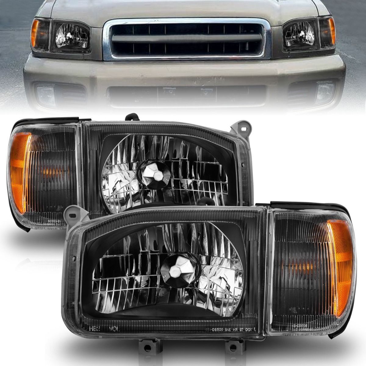 1999-2004 Nissan Pathfinder Anzo Crystal Headlights Black - 111051