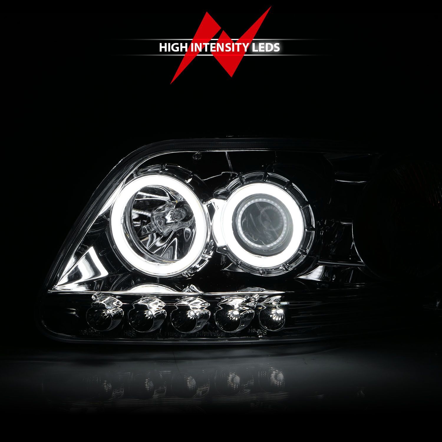 1997-2003 Ford Expedition/F-150 Anzo Projector Headlights W/ Halo Chrome 1Pc