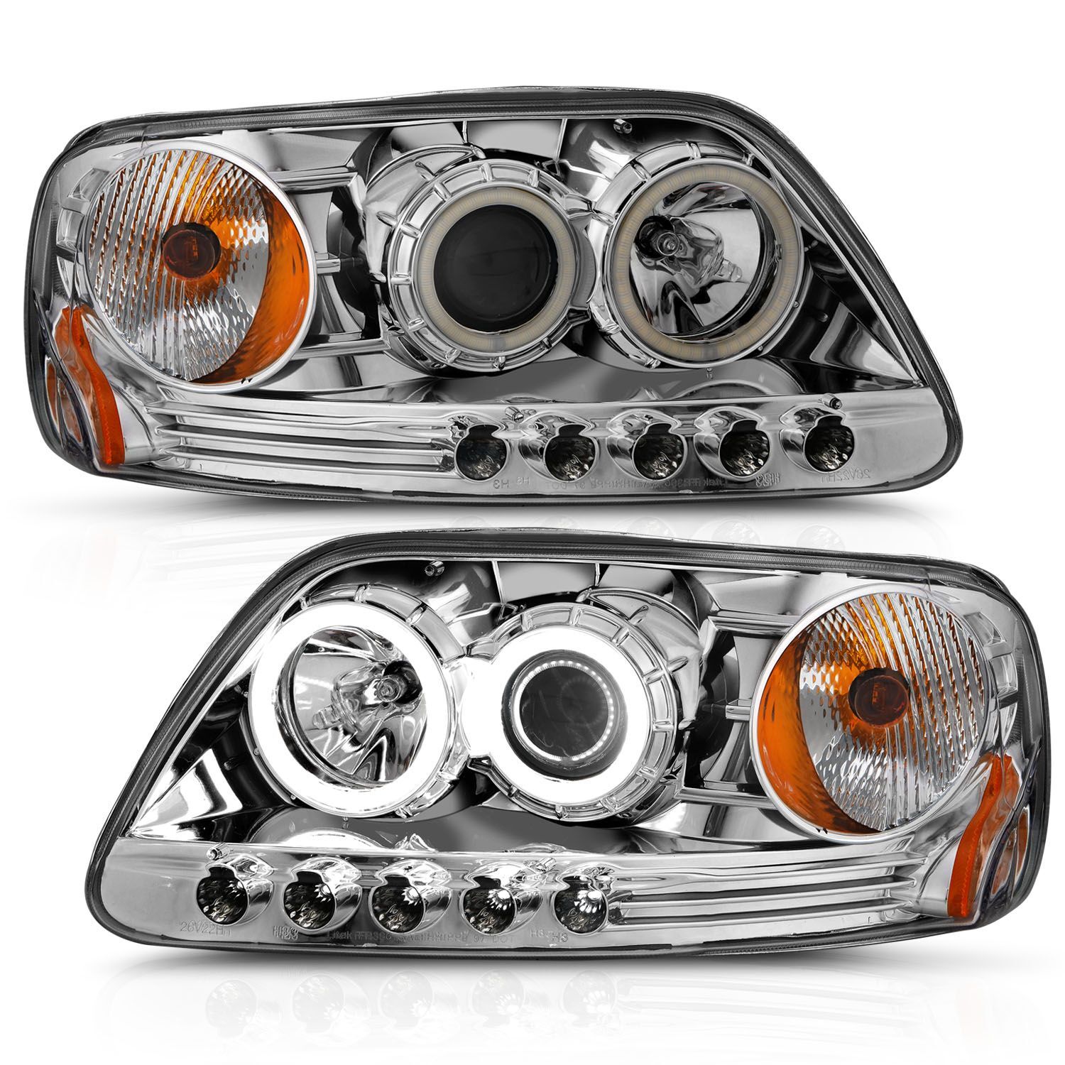 1997-2003 Ford Expedition/F-150 Anzo Projector Headlights W/ Halo Chrome 1Pc - 111054