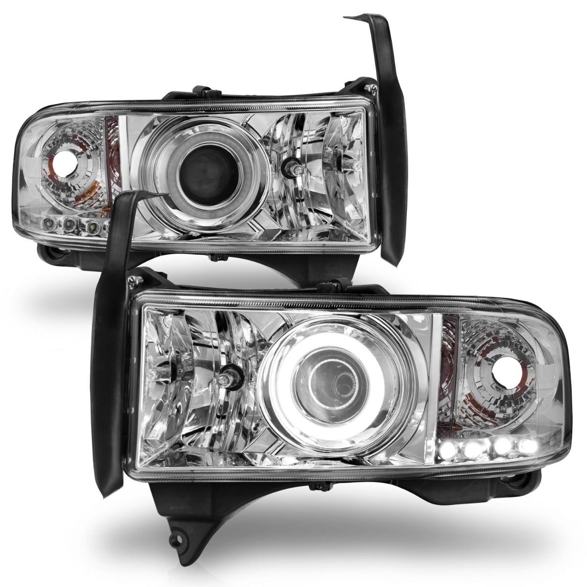 1994-2001 Dodge Ram 1500/2500/3500 Non-Sport Anzo Projector Headlights W/ Halo Chrome