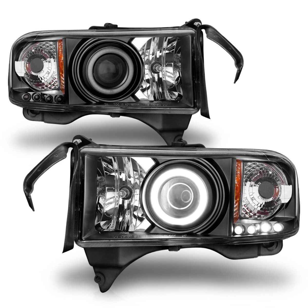 1994-2001 Dodge Ram 1500/2500/3500 Non-Sport Anzo Projector Headlights W/ Halo Black