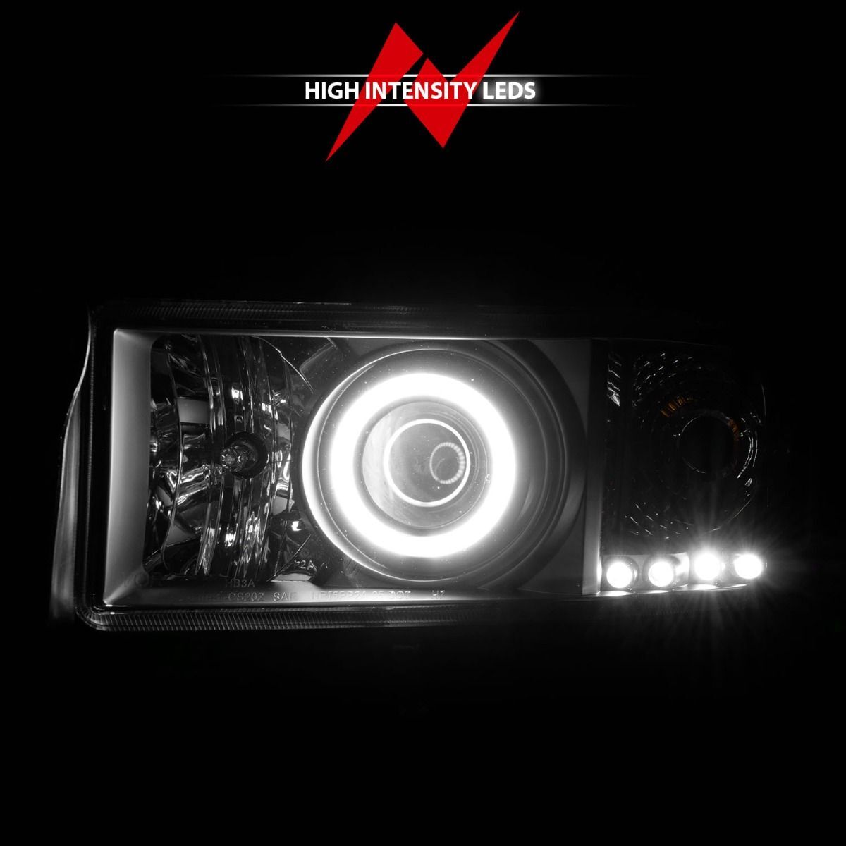 1994-2001 Dodge Ram 1500/2500/3500 Non-Sport Anzo Projector Headlights W/ Halo Black