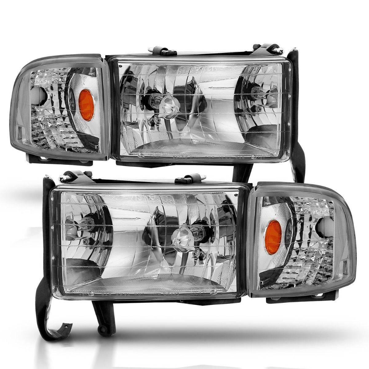 1994-2001 Dodge Ram 1500/2500/3500 Non-Sport Anzo Crystal Headlights Chrome