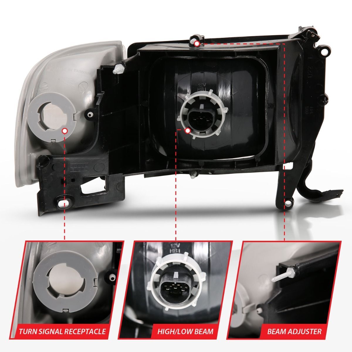 1994-2001 Dodge Ram 1500/2500/3500 Non-Sport Anzo Crystal Headlights Chrome