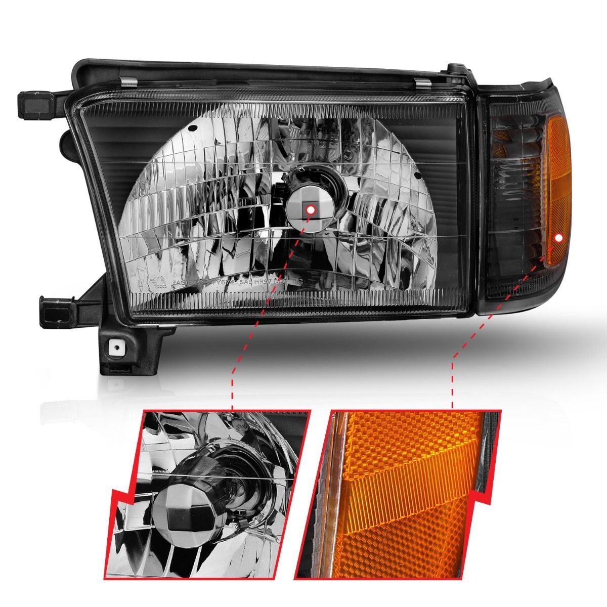1999-2002 Toyota 4Runner Anzo Crystal Headlights Black