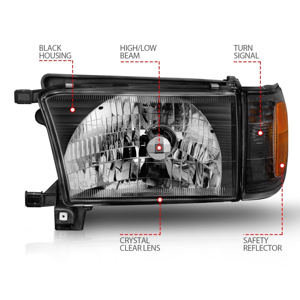 1999-2002 Toyota 4Runner Anzo Crystal Headlights Black