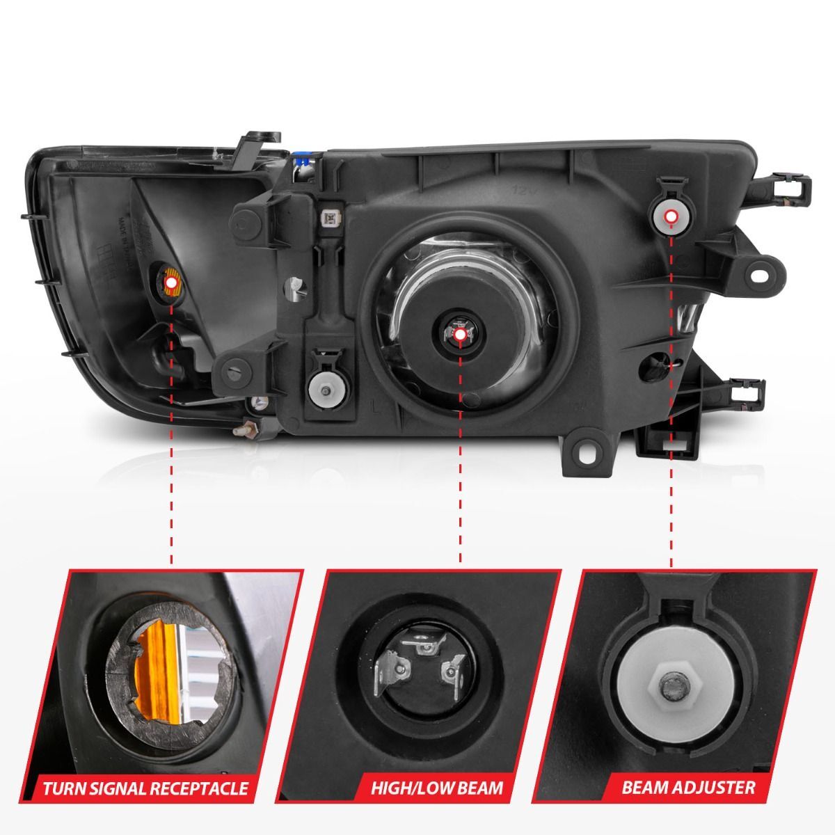 1999-2002 Toyota 4Runner Anzo Crystal Headlights Black