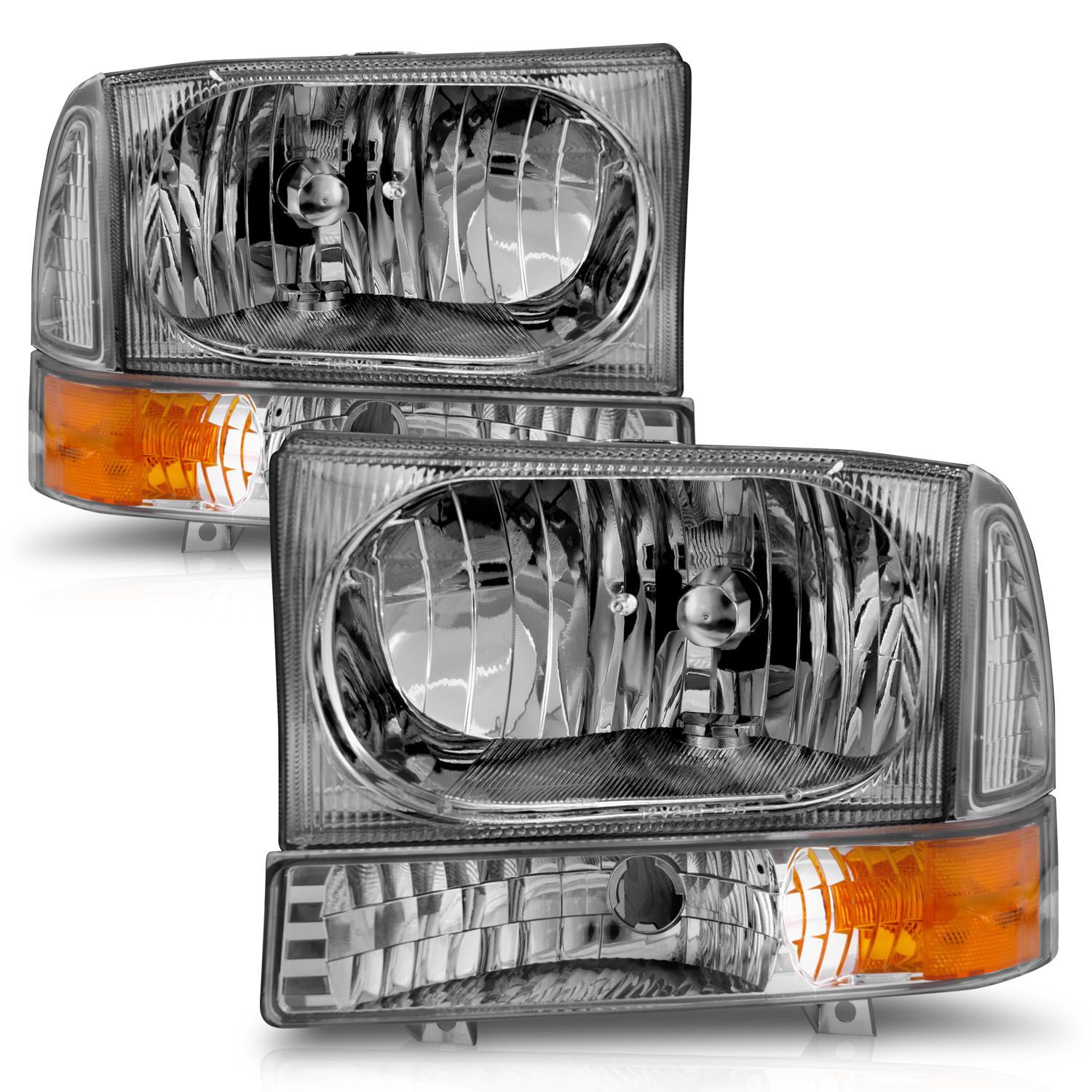 1999-2004 Ford Excursion/F-250/F-350/F-450 Super Duty Anzo Crystal Headlights Chrome W/ LED 1Pc - 111081
