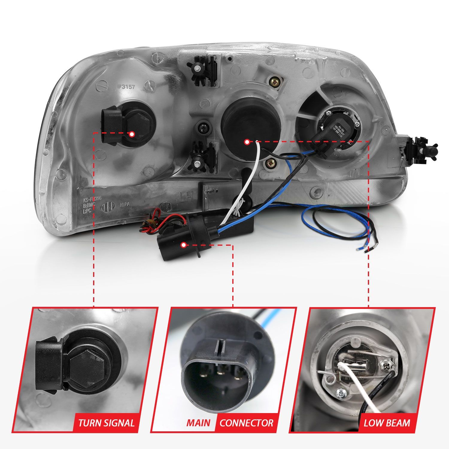 1997-2003 Ford Expedition/F-150 Anzo Projector Headlights W/ Halo Black (SMD LED)
