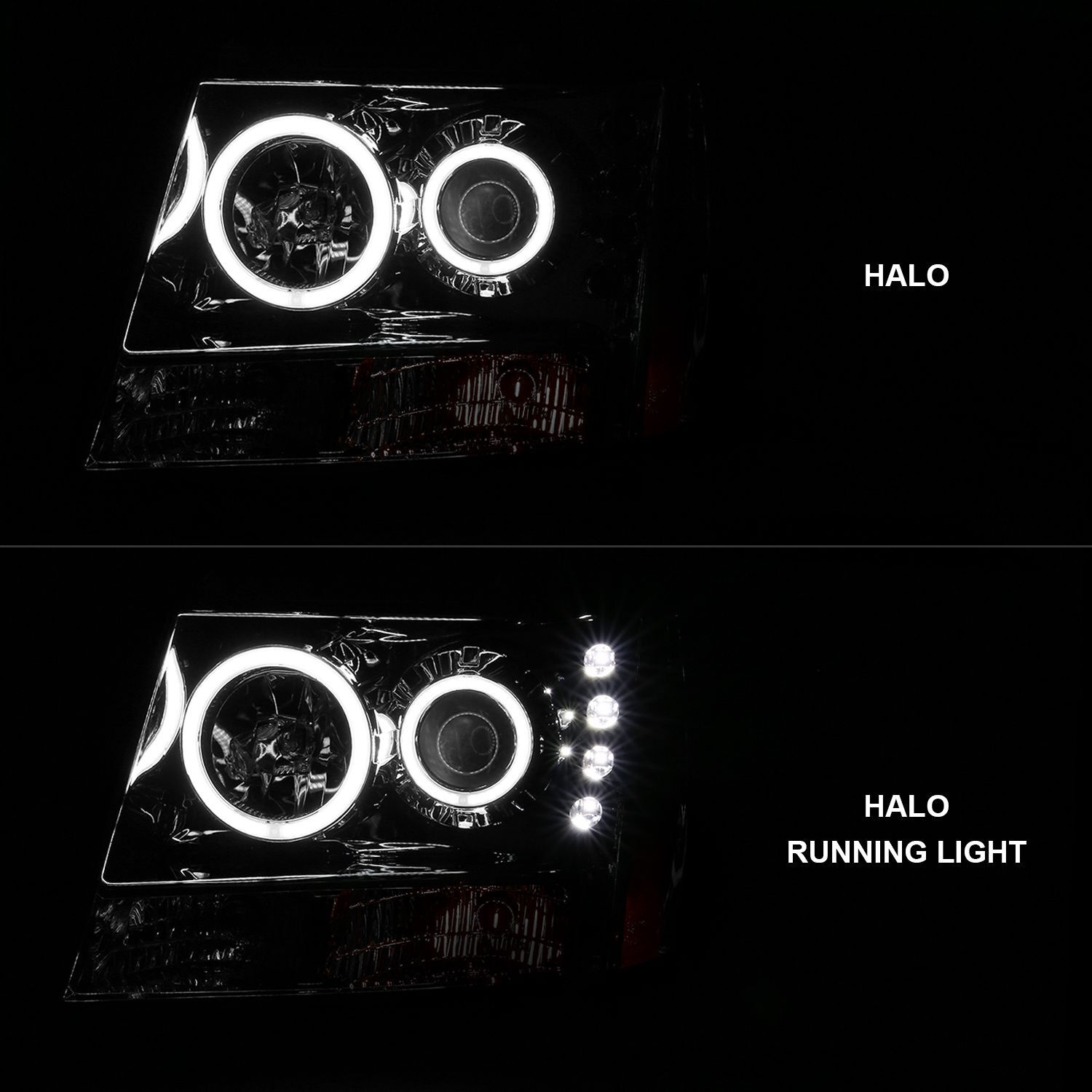 2007-2014 Chevrolet Avalanche/Suburban/Tahoe Anzo Projector Headlights W/ Halo Chrome