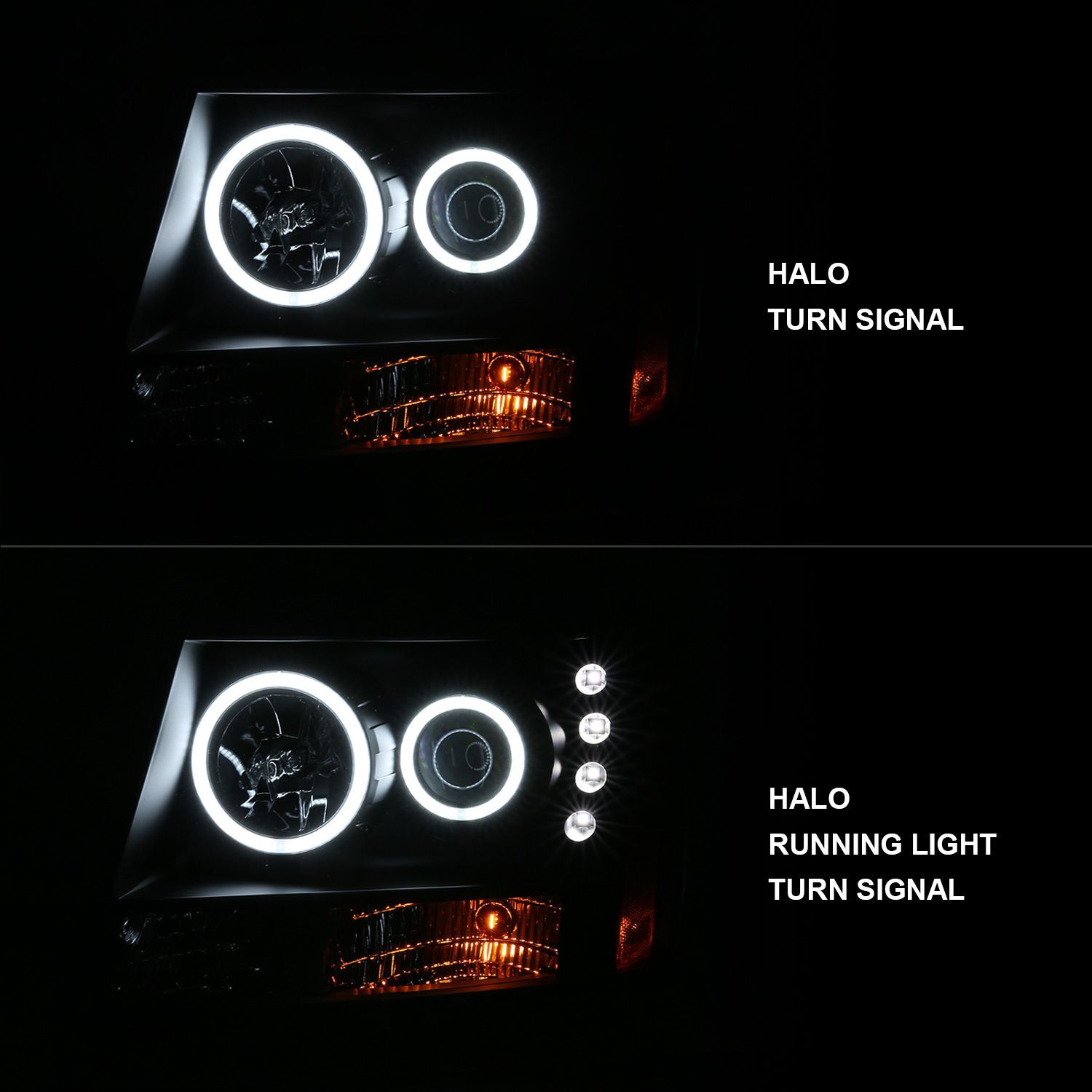 2007-2014 Chevrolet Avalanche/Suburban/Tahoe Anzo Projector Headlights W/ Halo Black (SMD LED)
