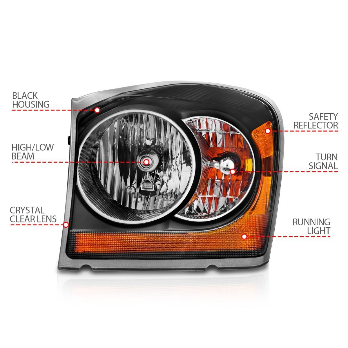 2004-2006 Dodge Durango Anzo Crystal Headlights Black