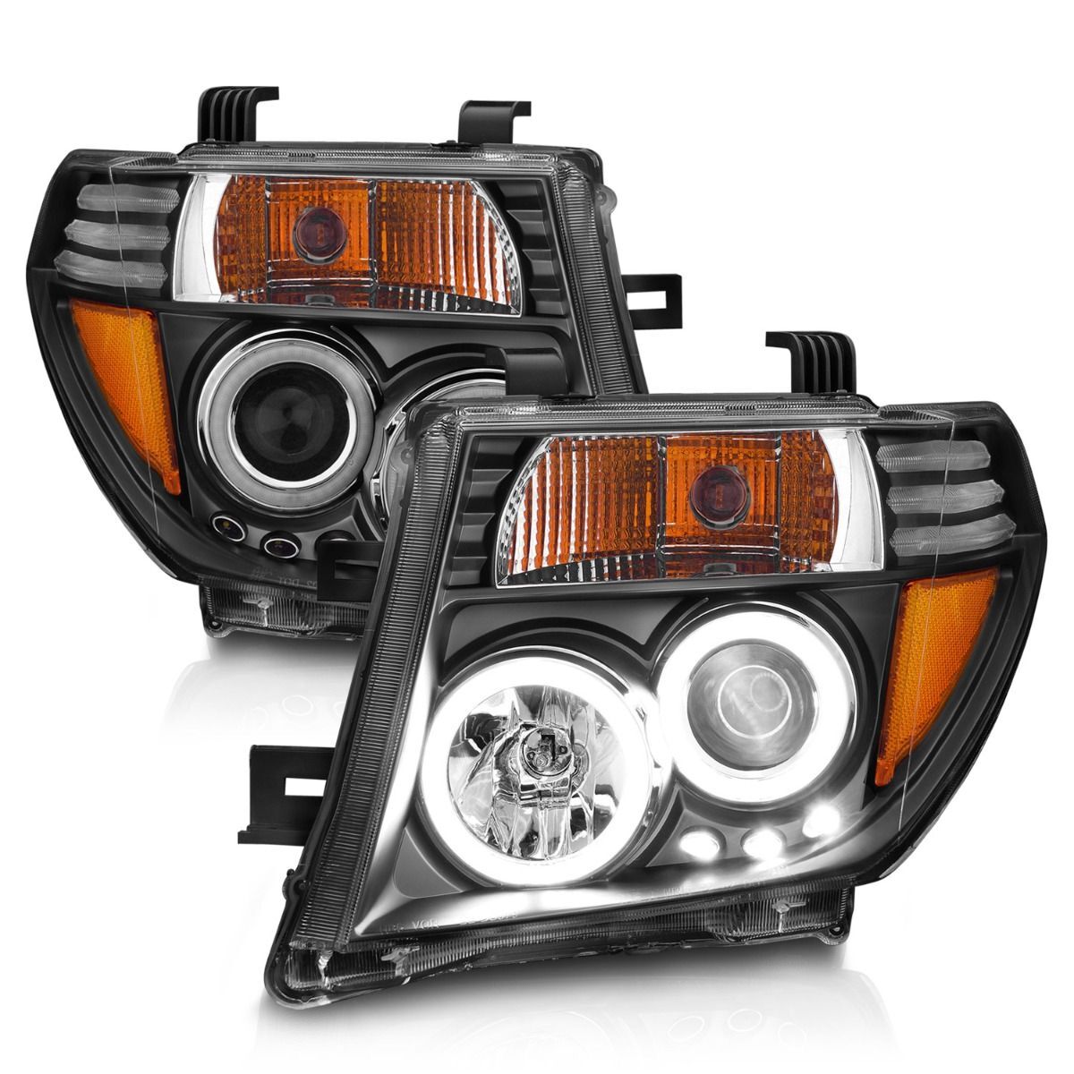 2005-2008 Nissan Frontier/Pathfinder Anzo Projector Headlights W/ Halo Black