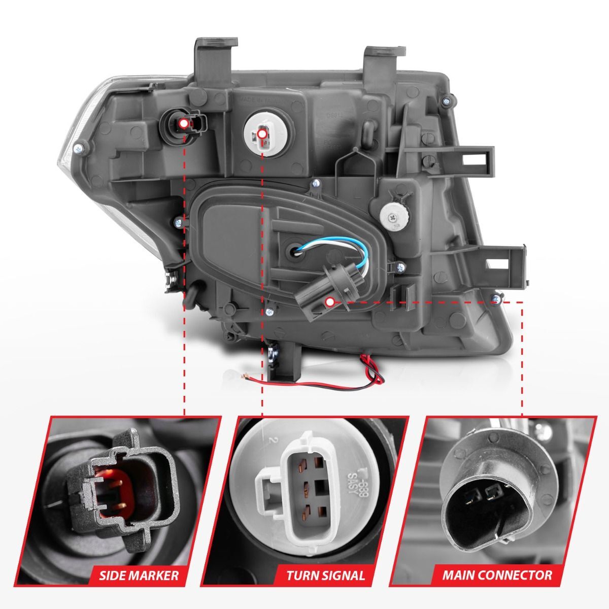 2005-2008 Nissan Frontier/Pathfinder Anzo Projector Headlights W/ Halo Black