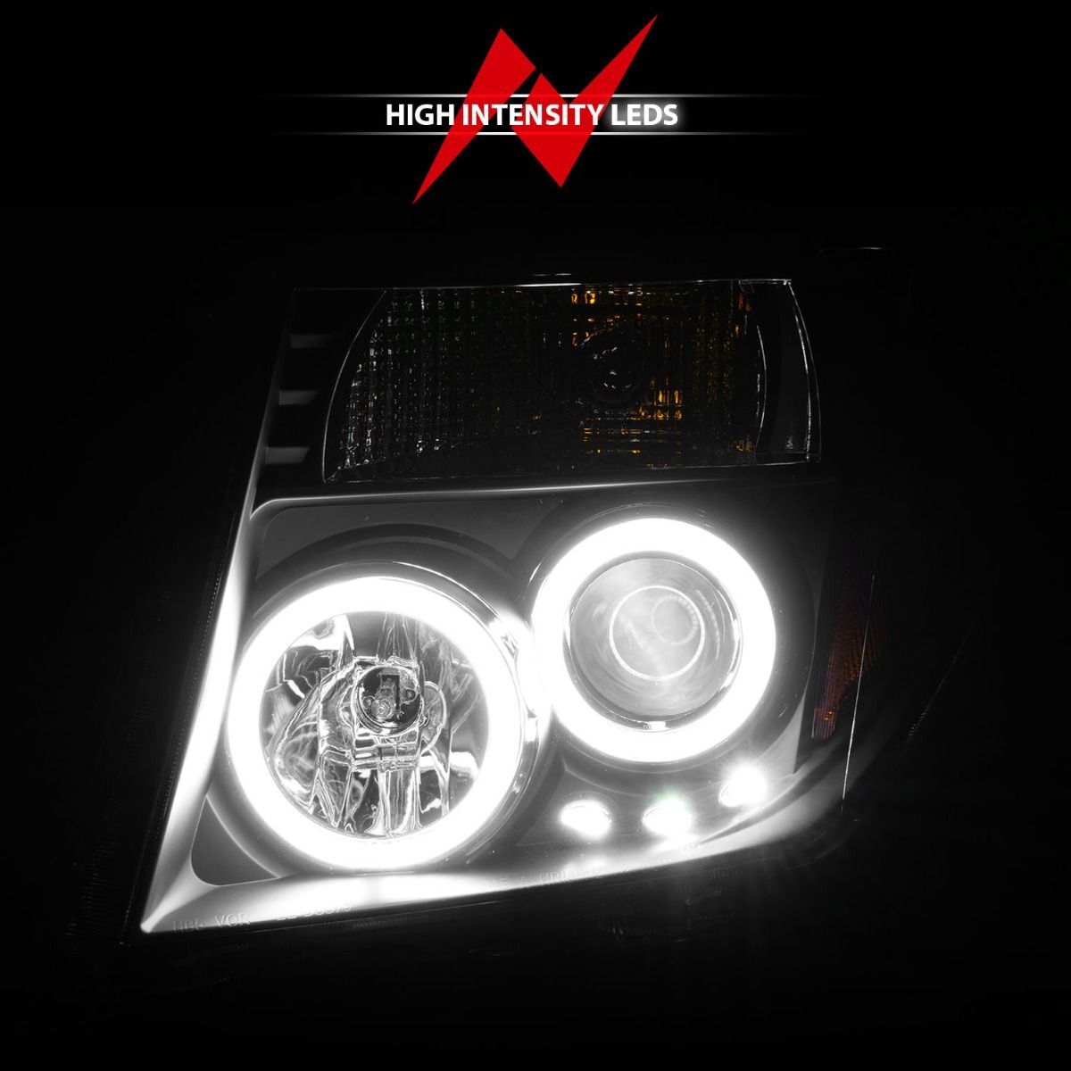 2005-2008 Nissan Frontier/Pathfinder Anzo Projector Headlights W/ Halo Black