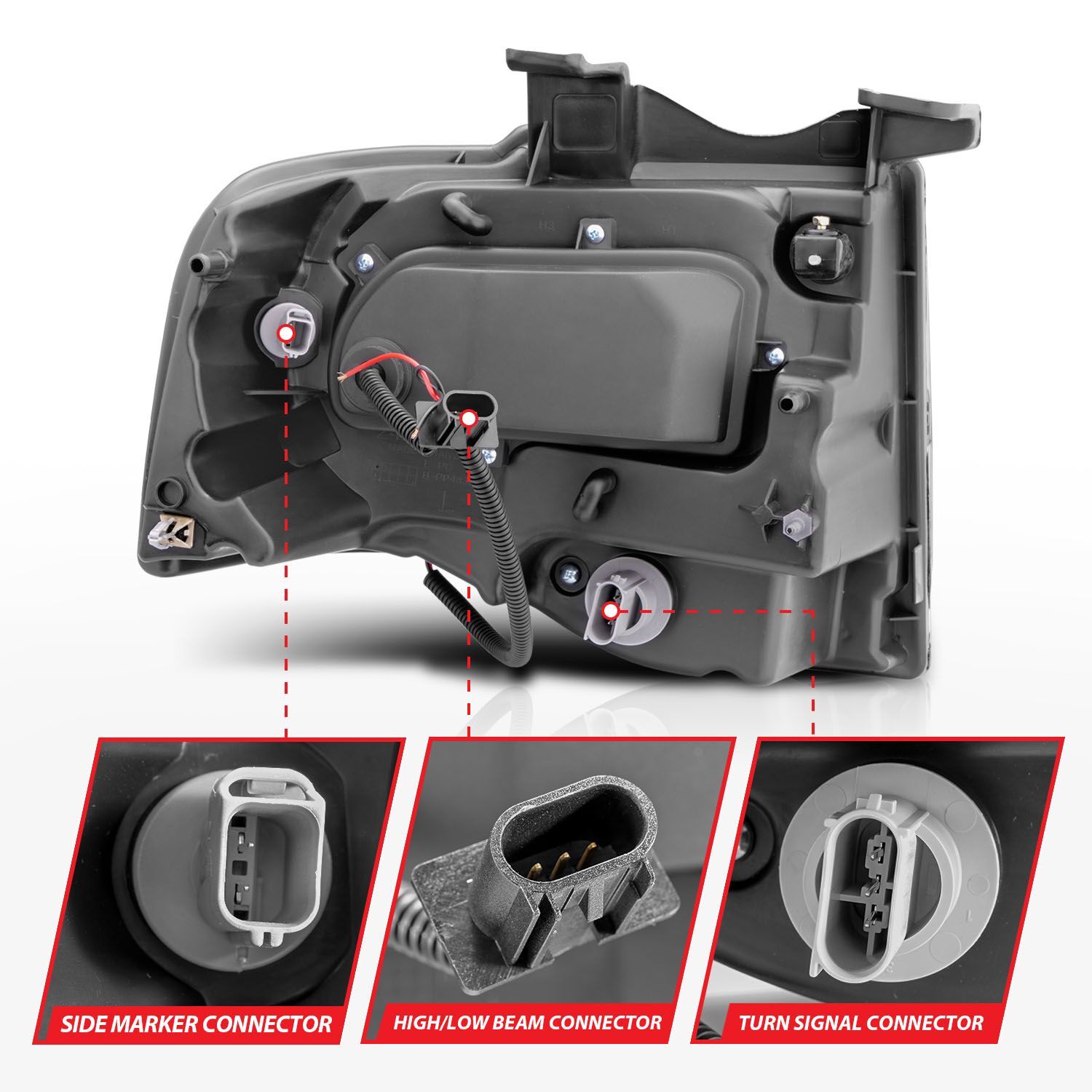 2007-2014 Ford Expedition Anzo Projector Headlights W/ Halo Black