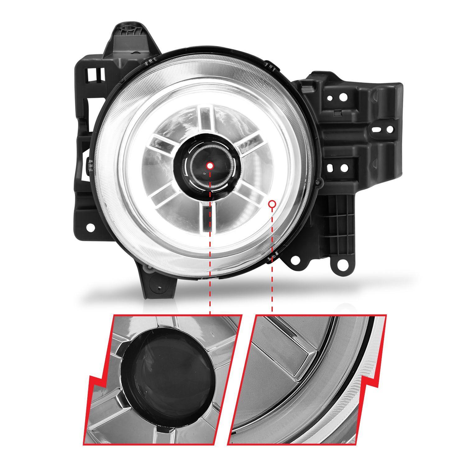 2007-2014 Toyota FJ Cruiser Anzo Projector Headlights W/ Halo Chrome