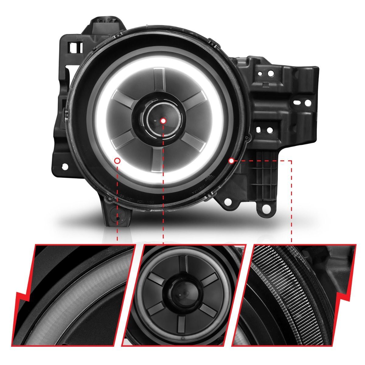 2007-2014 Toyota FJ Cruiser Anzo Projector Headlights W/ Halo Black