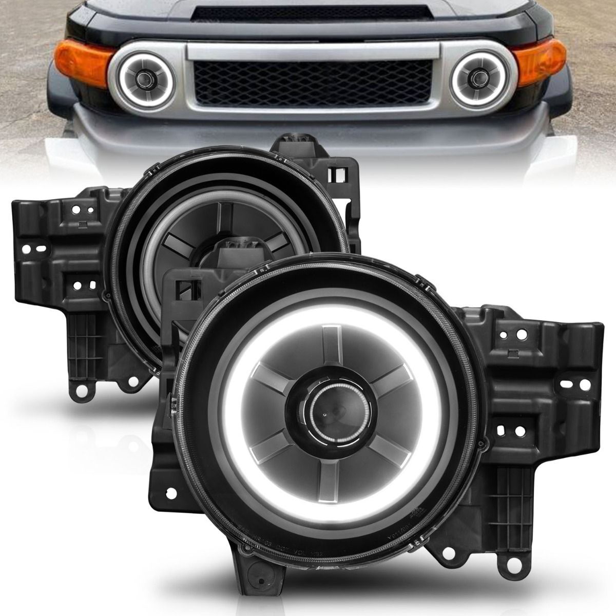 2007-2014 Toyota FJ Cruiser Anzo Projector Headlights W/ Halo Black - 111116