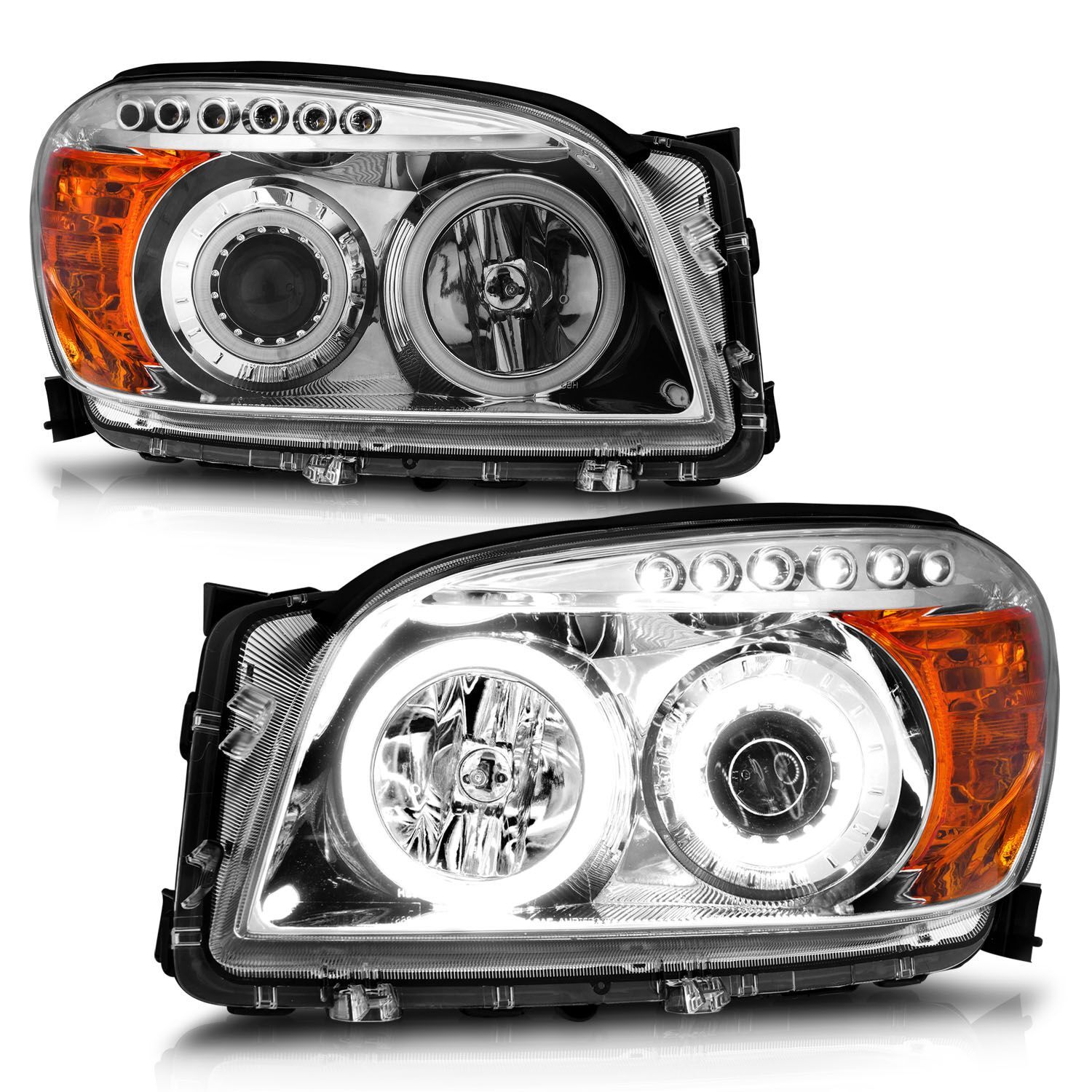 2006-2008 Toyota RAV4 Anzo Projector Headlights W/ Halo Chrome (SMD LED) - 111121