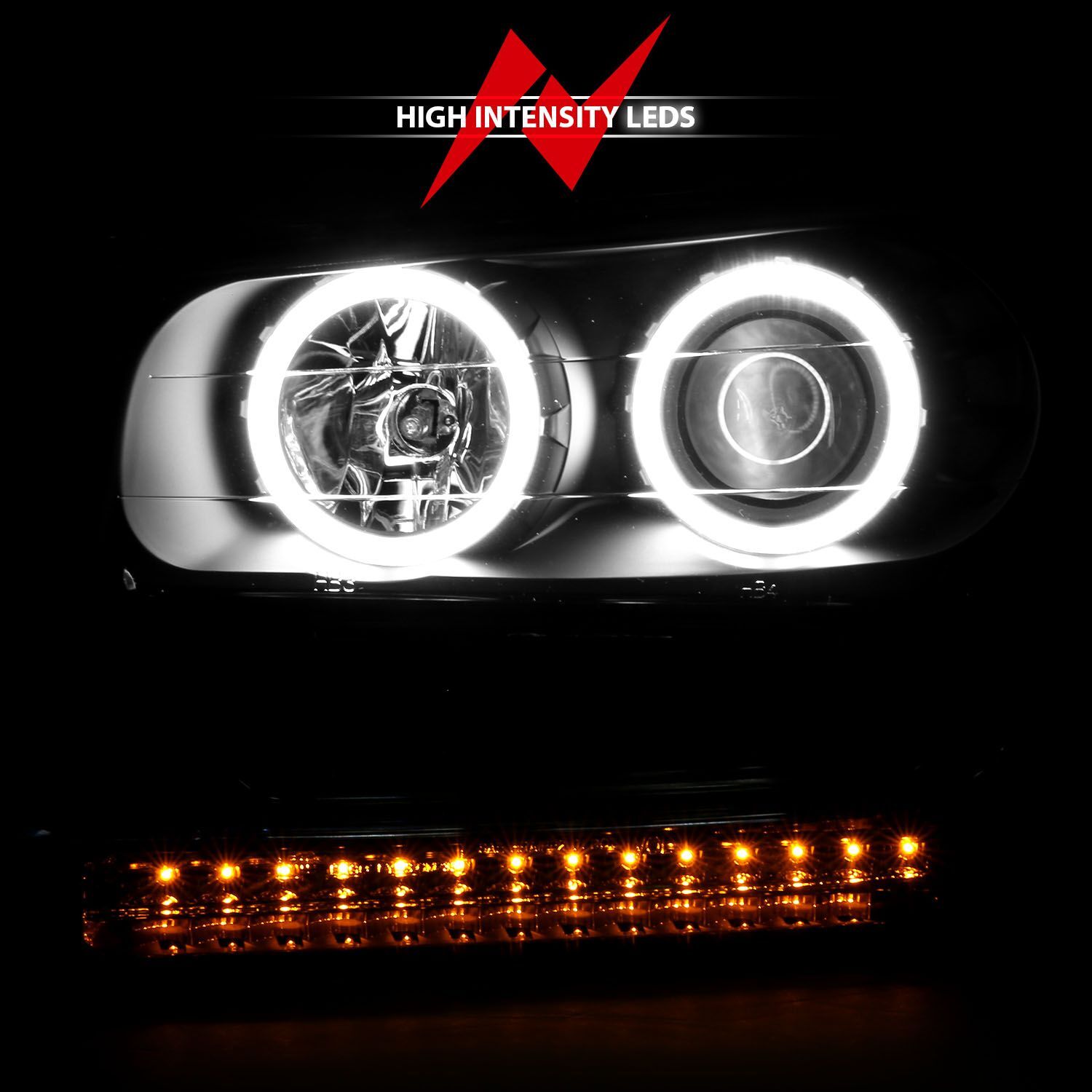 2002-2009 Chevrolet Trailblazer Anzo Projector Headlights W/ Halo Black