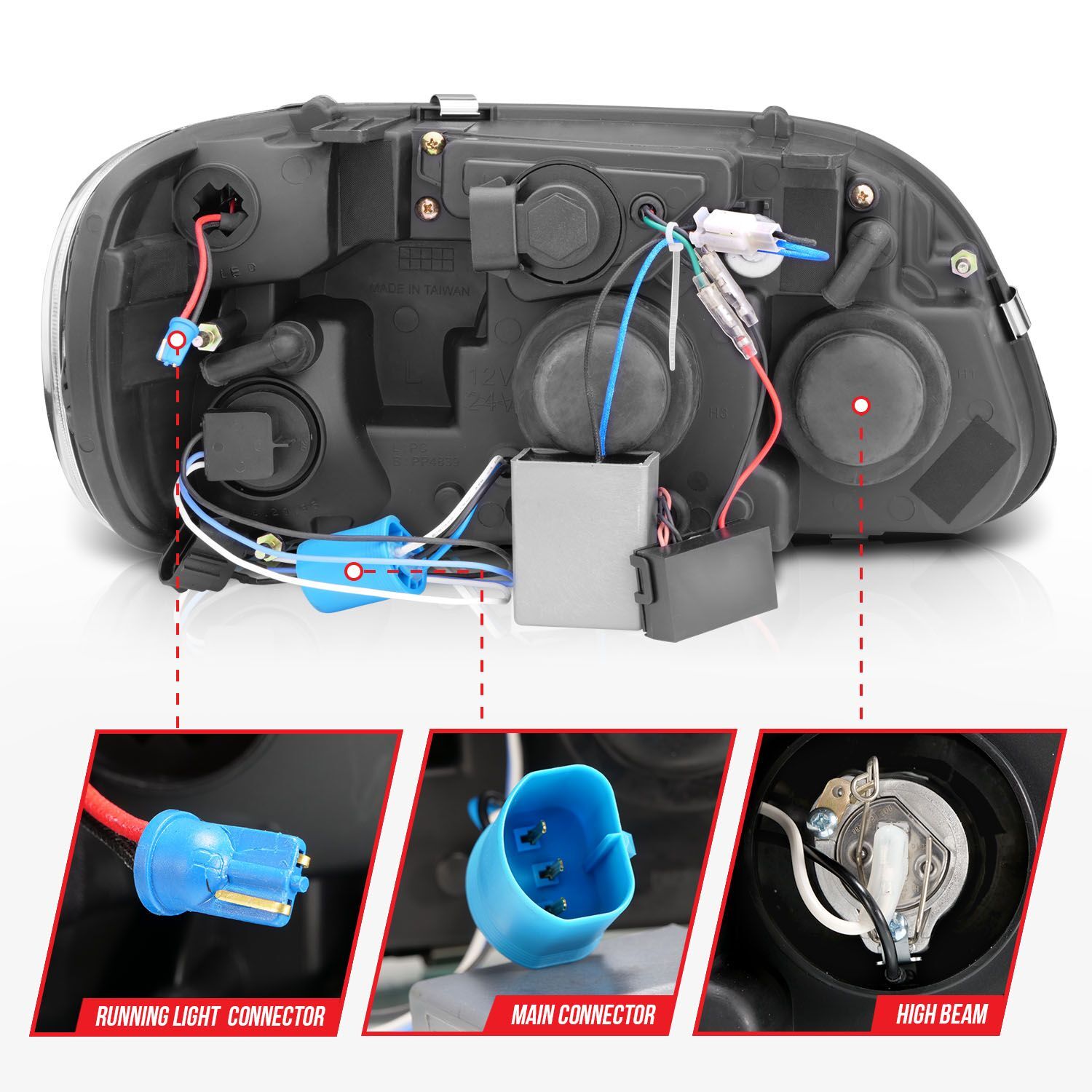1995-2001 Ford Explorer Anzo Projector Headlights W/ Halo Black 1 Pc