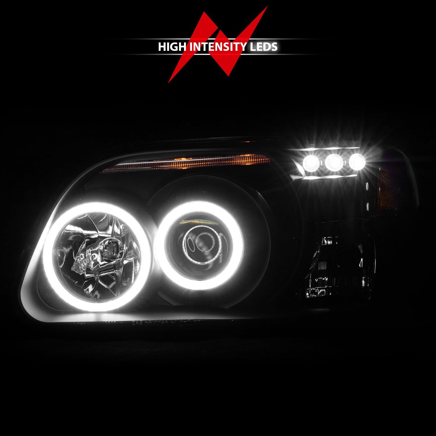 1995-2001 Ford Explorer Anzo Projector Headlights W/ Halo Black 1 Pc