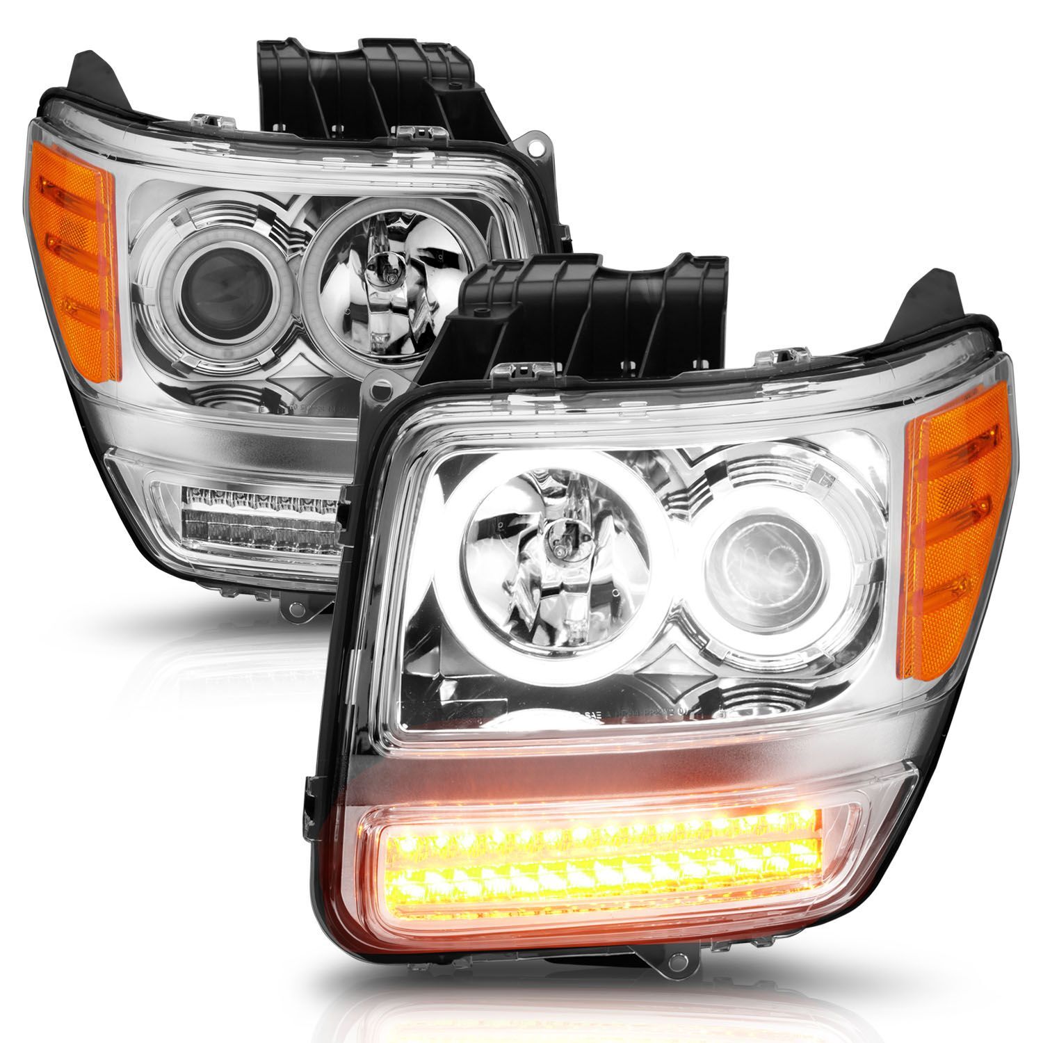 2007-2012 Dodge Nitro Anzo Projector Headlights W/ Halo Chrome (SMD LED) G2 - 111144