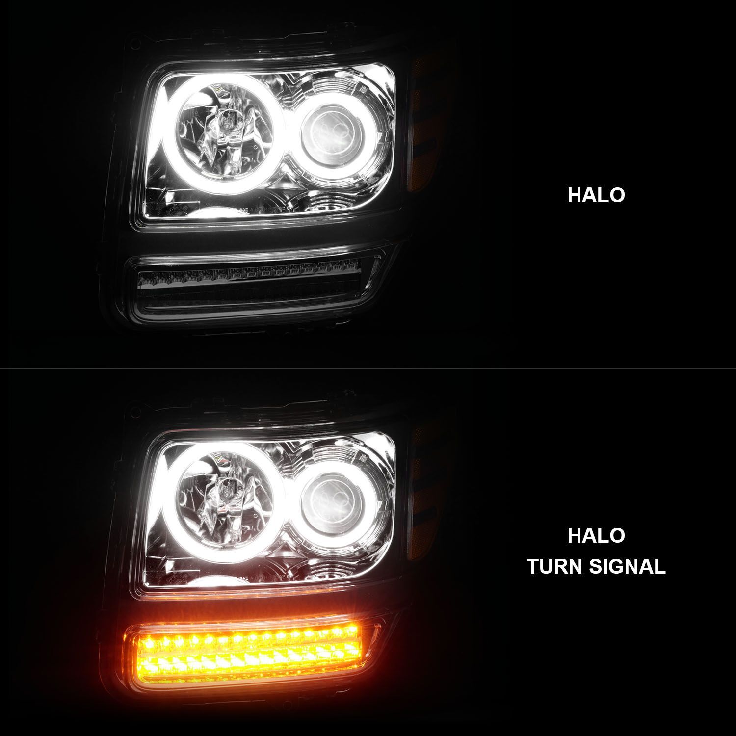 2007-2012 Dodge Nitro Anzo Projector Headlights W/ Halo Chrome (SMD LED) G2