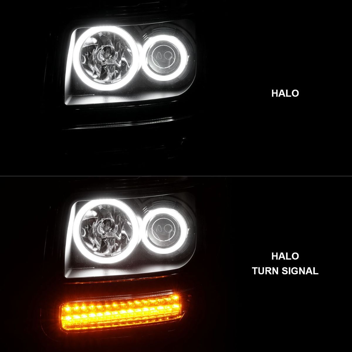 2007-2012 Dodge Nitro Anzo Projector Headlights W/ Halo Black (SMD LED) G2