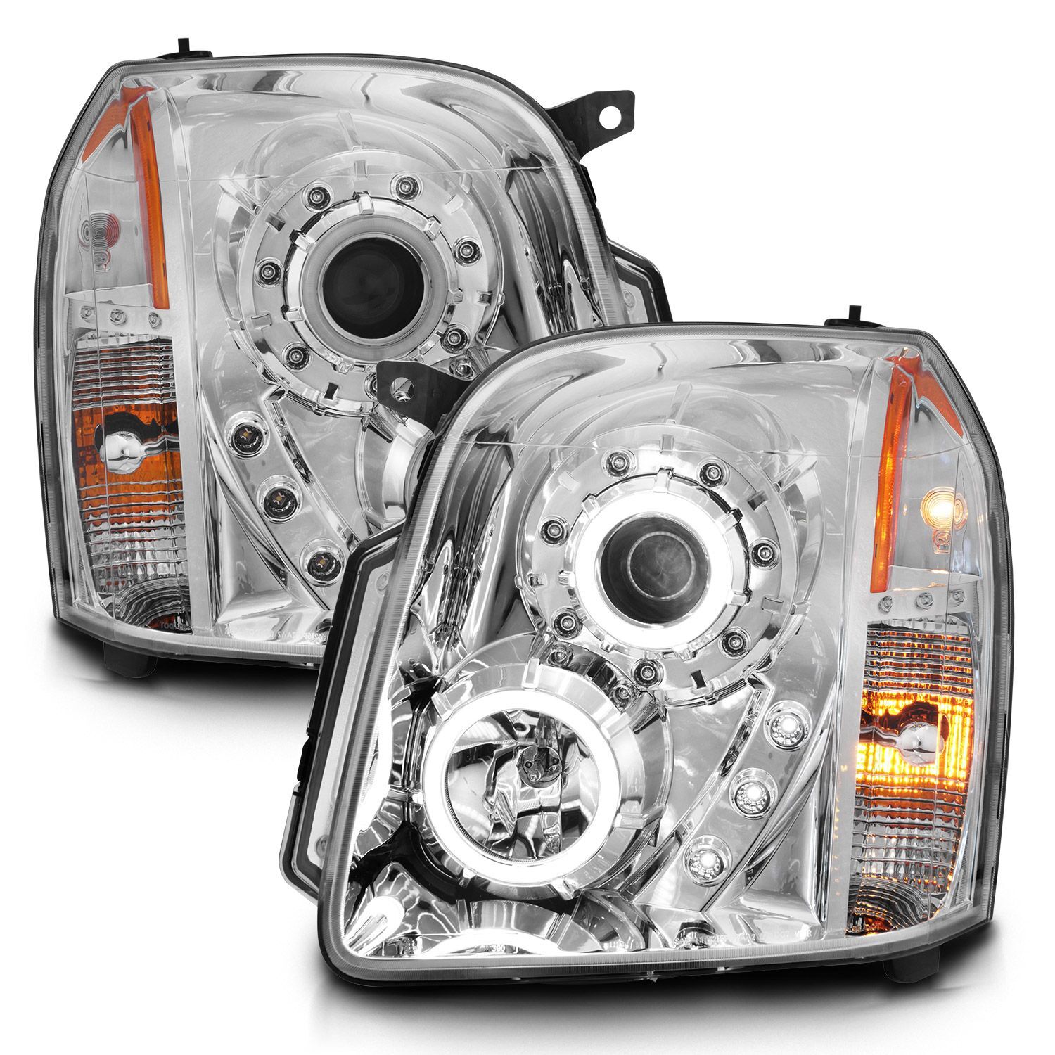 2007-2014 GMC Yukon/Yukon Denali/Yukon XL Anzo Projector Headlights W/ Halo Chrome (SMD LED) - 111147