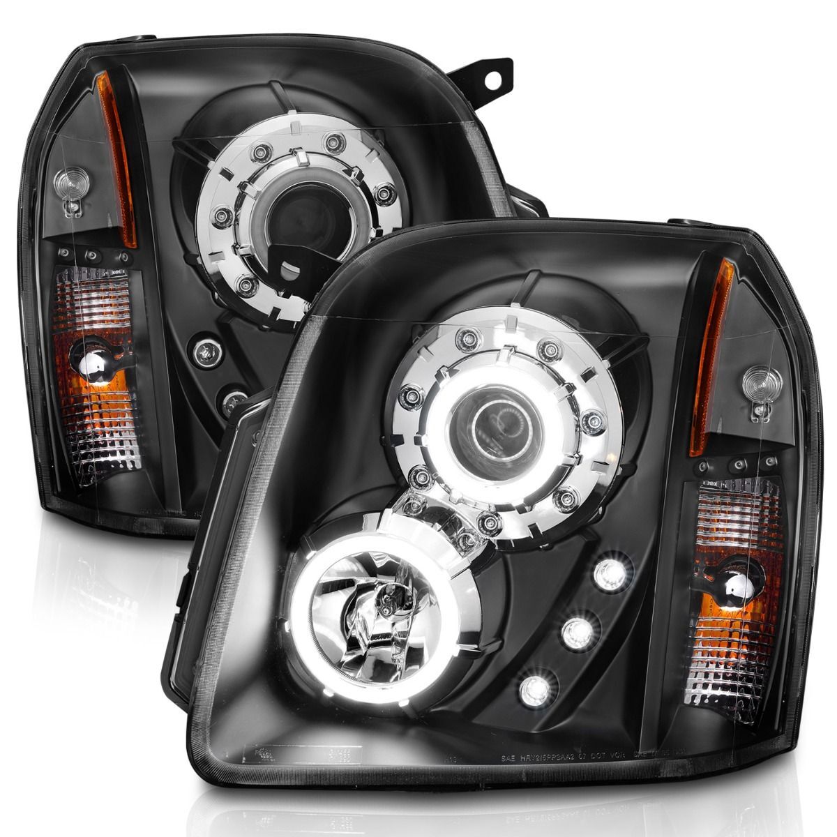 2007-2014 GMC Yukon/Yukon Denali/Yukon XL Anzo Projector Headlights W/ Halo Black (SMD LED)