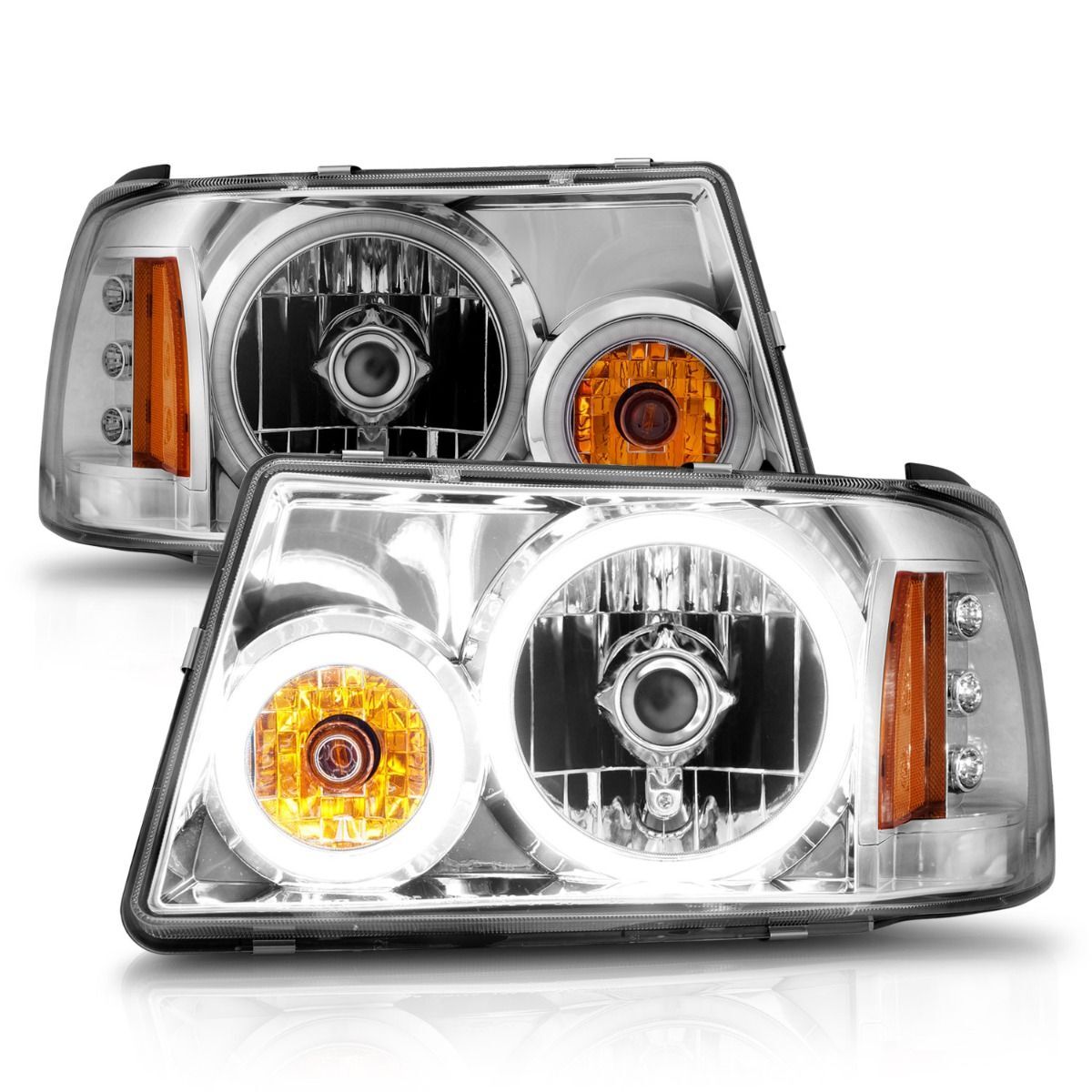 2001-2011 Ford Ranger Anzo Crystal Headlights W/ Halo Chrome (SMD LED) 1 Pc
