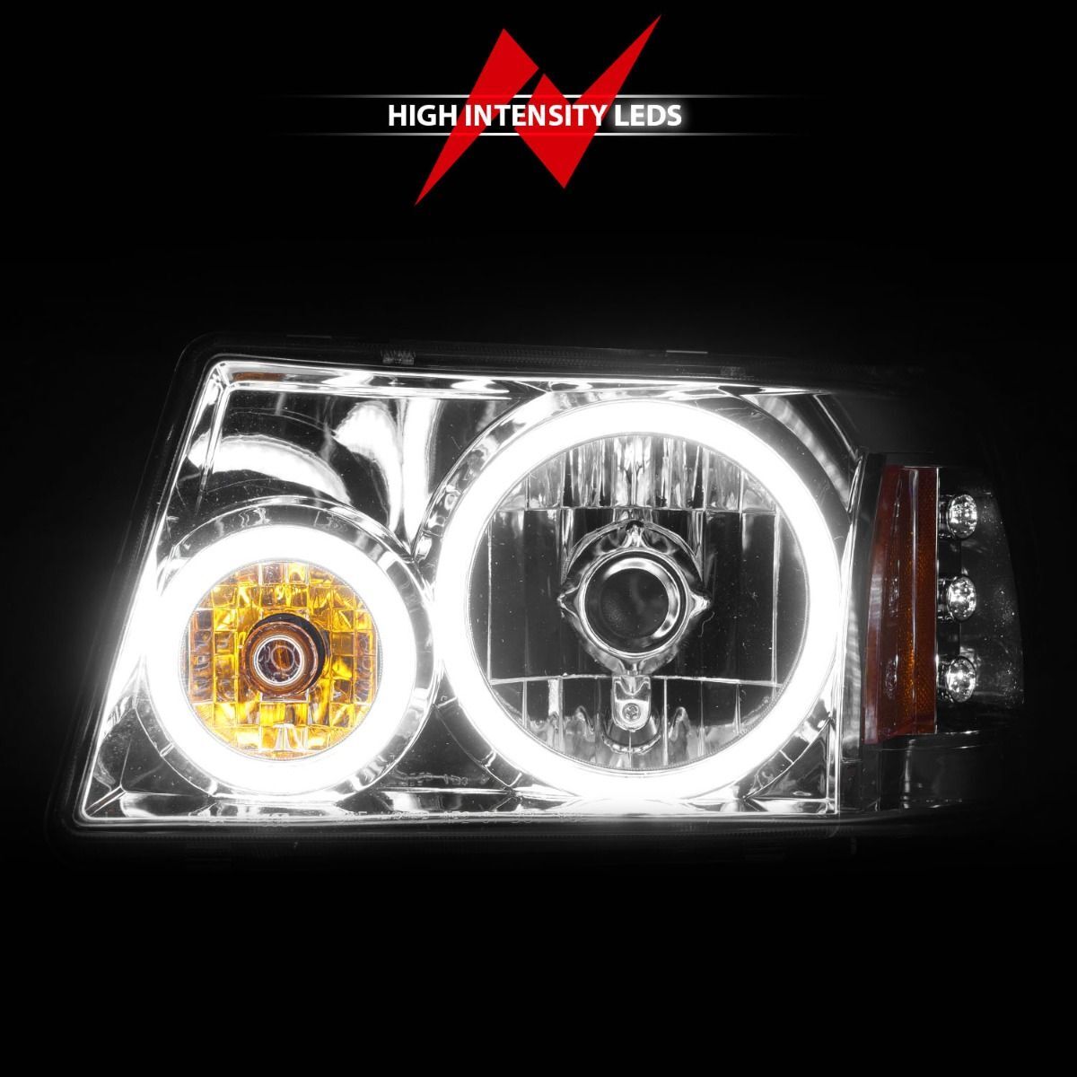 2001-2011 Ford Ranger Anzo Crystal Headlights W/ Halo Chrome (SMD LED) 1 Pc