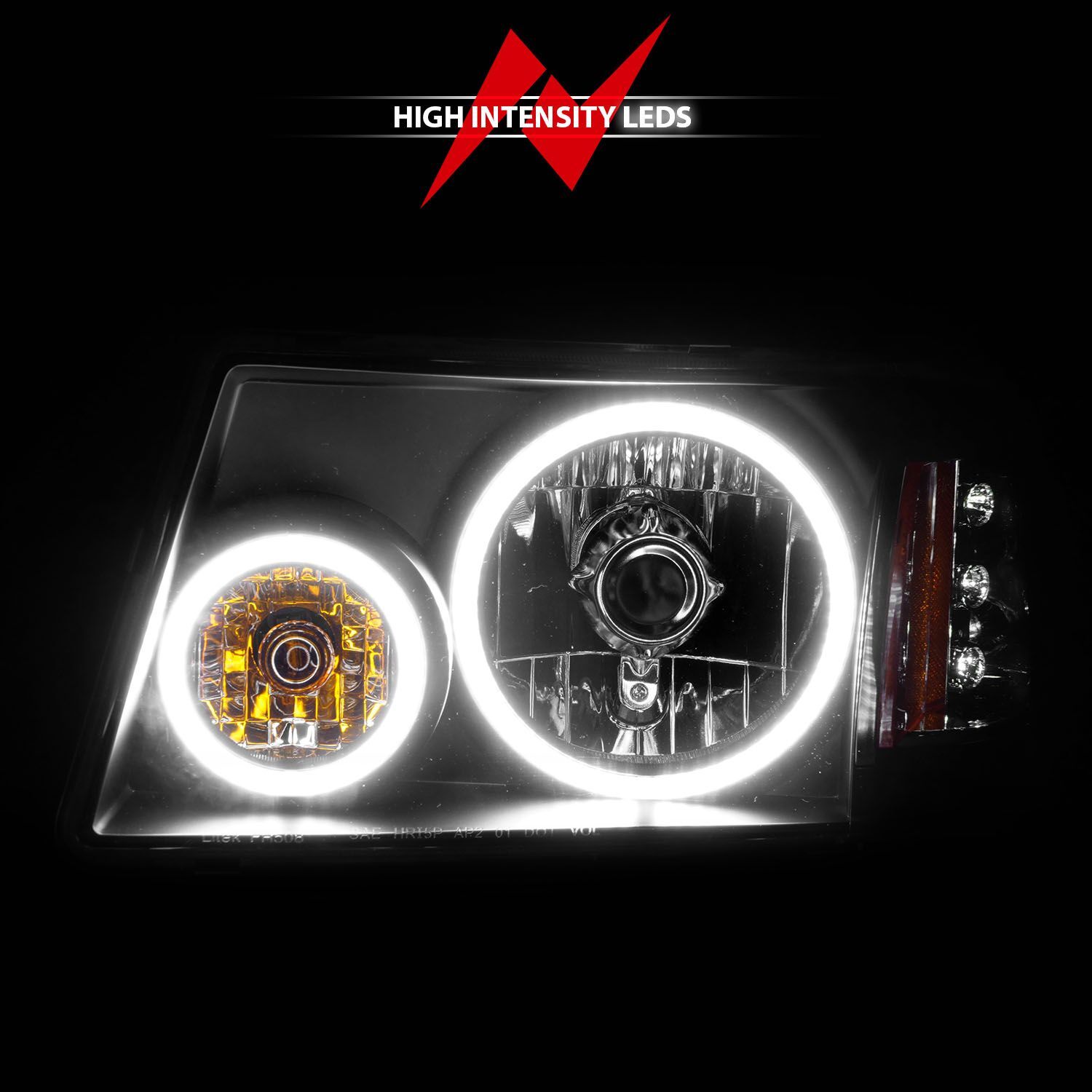 2001-2011 Ford Ranger Anzo Crystal Headlights W/ Halo Black (SMD LED) 1 Pc