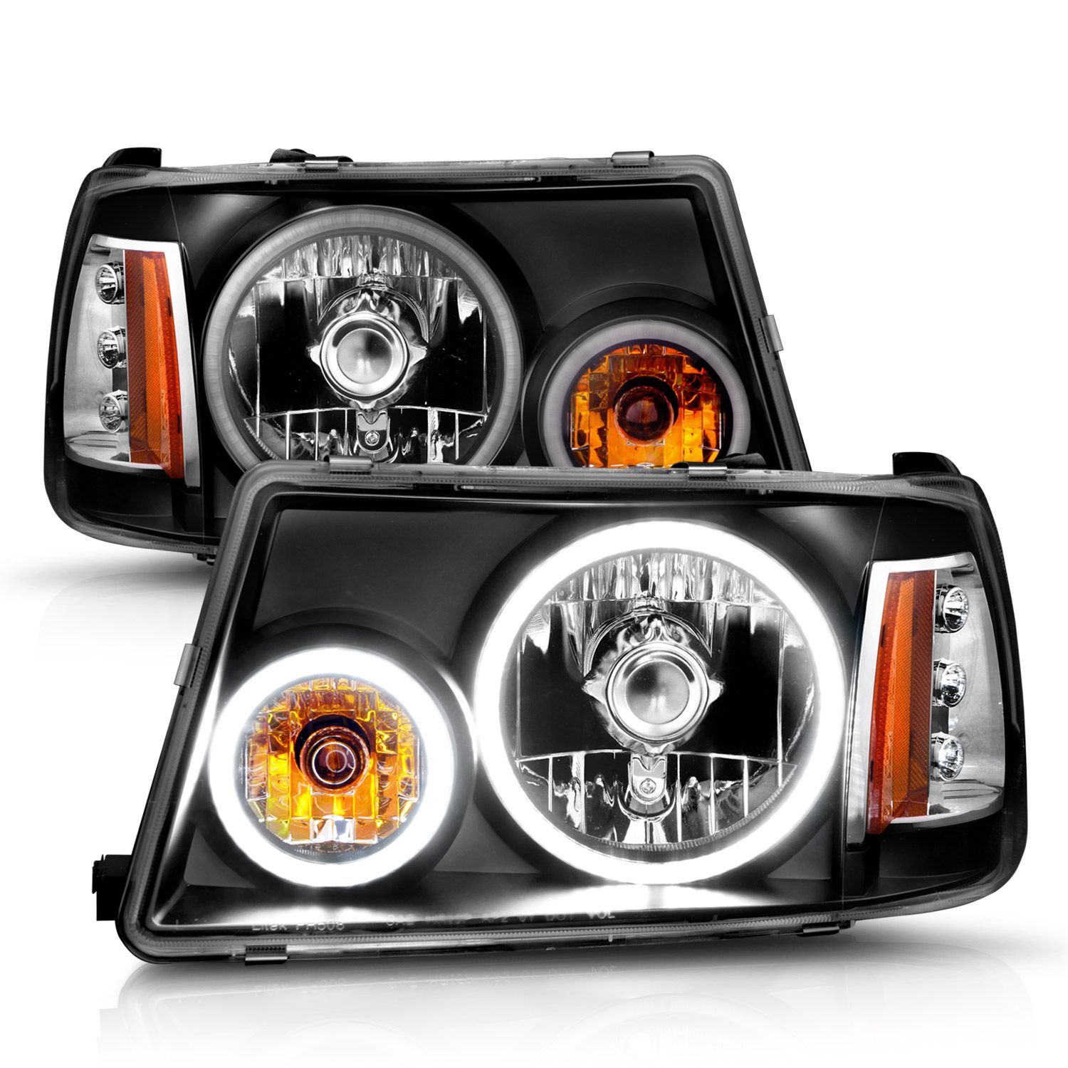 2001-2011 Ford Ranger Anzo Crystal Headlights W/ Halo Black (SMD LED) 1 Pc - 111152