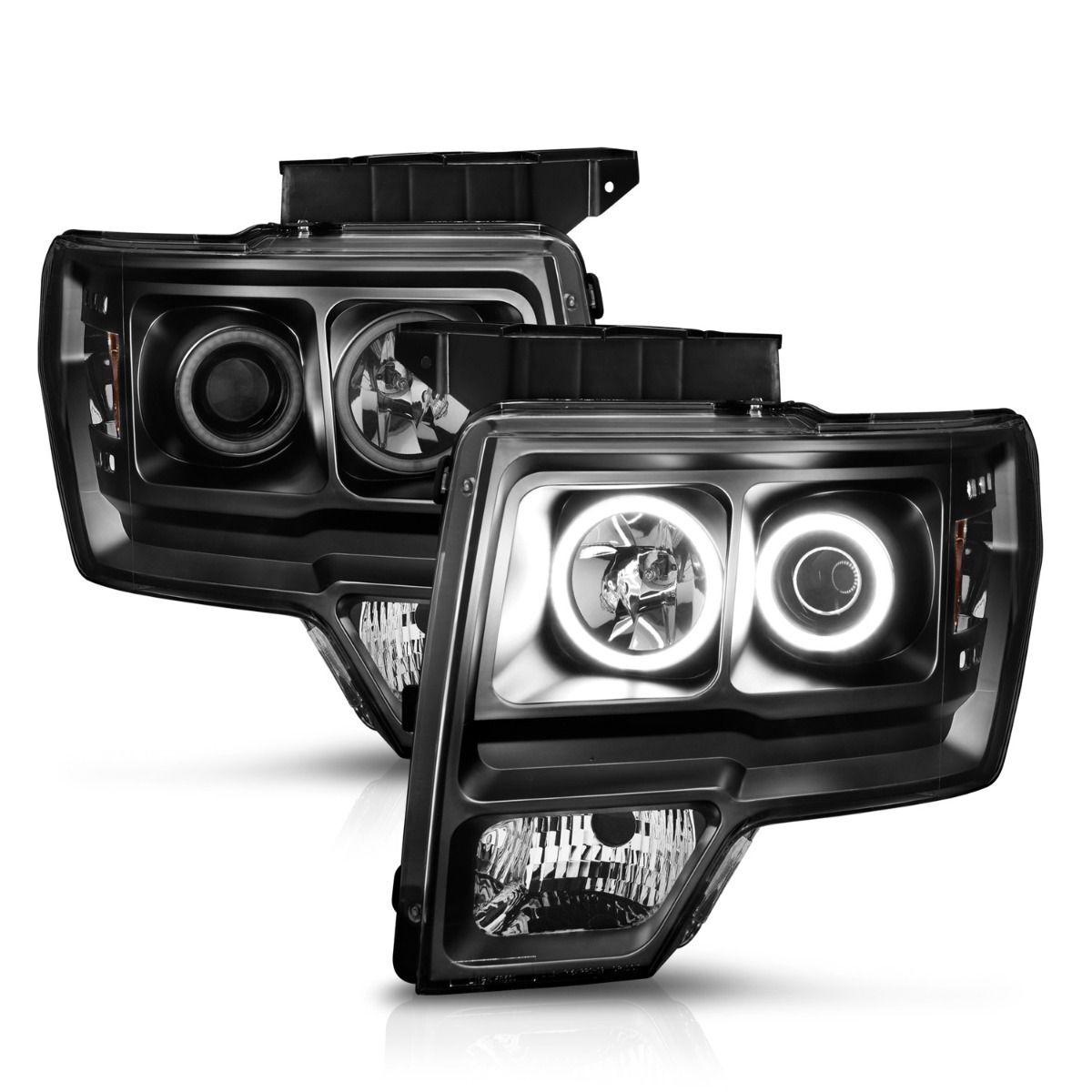 2009-2014 Ford F-150 Anzo Projector Headlights W/ Halo Black (SMD LED)