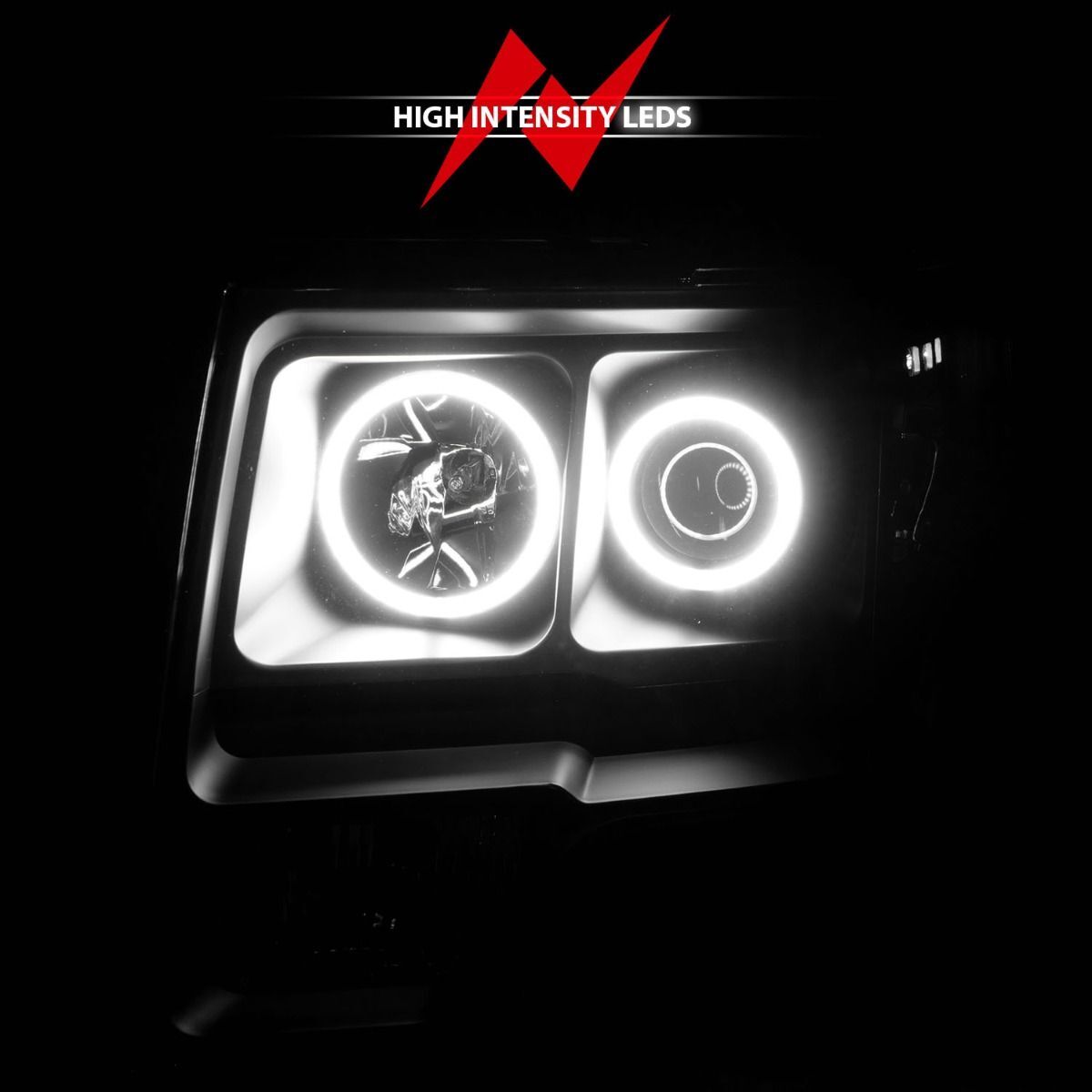 2009-2014 Ford F-150 Anzo Projector Headlights W/ Halo Black (SMD LED)